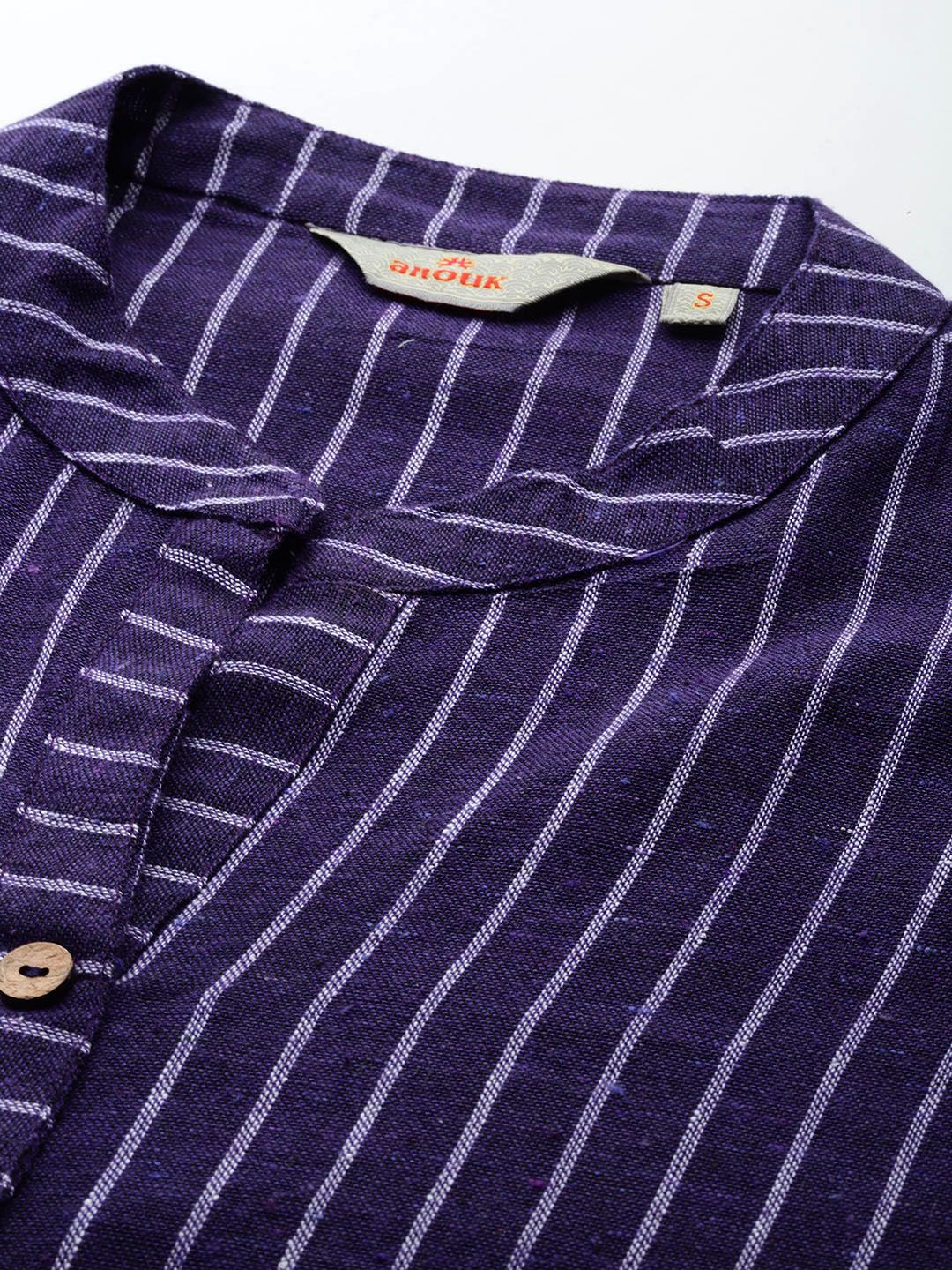 Anouk Women Striped Pure Cotton Kurta - Image 2