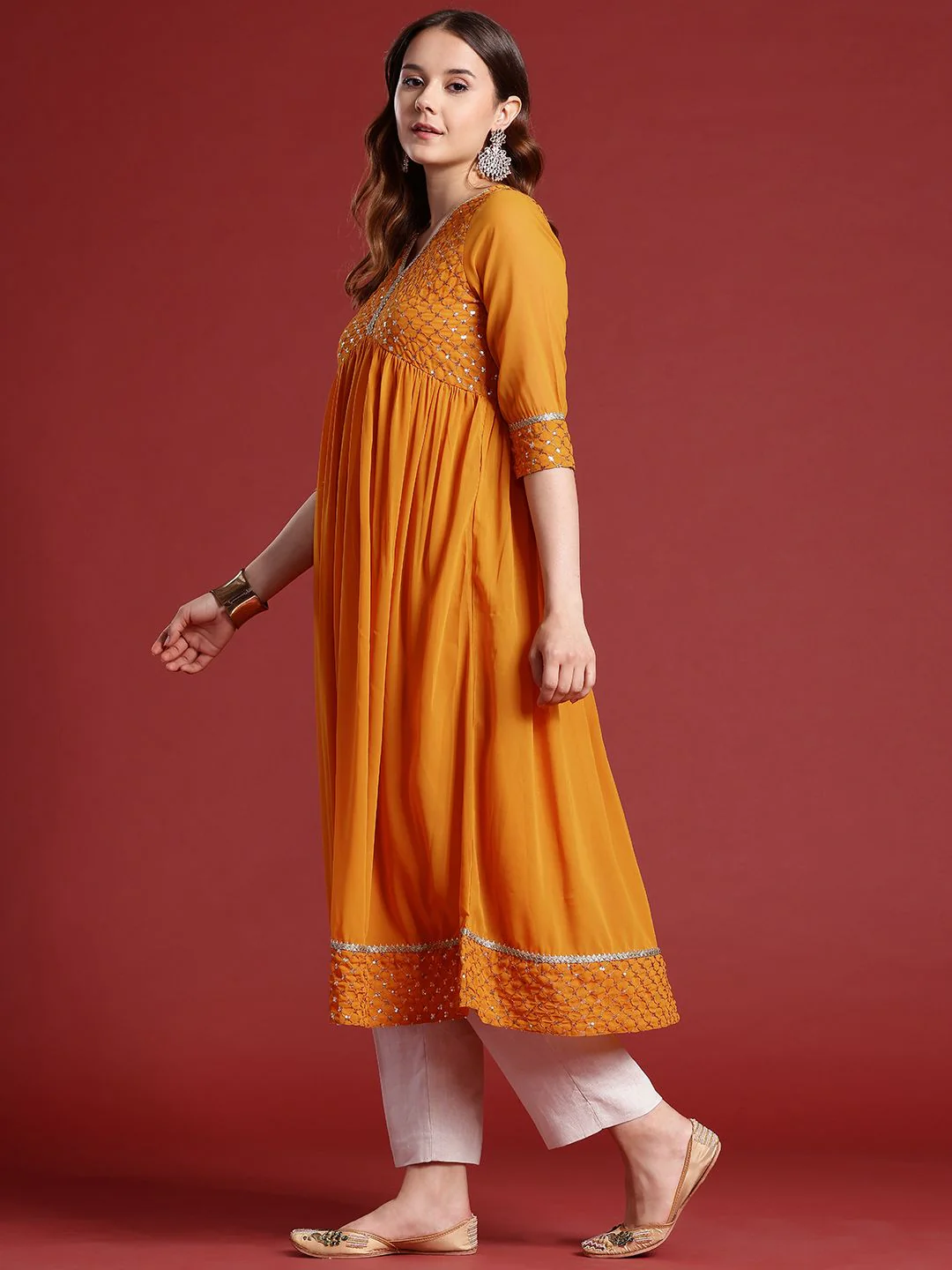 Anouk Yoke Design Sequinned A-Line Kurta - Image 5