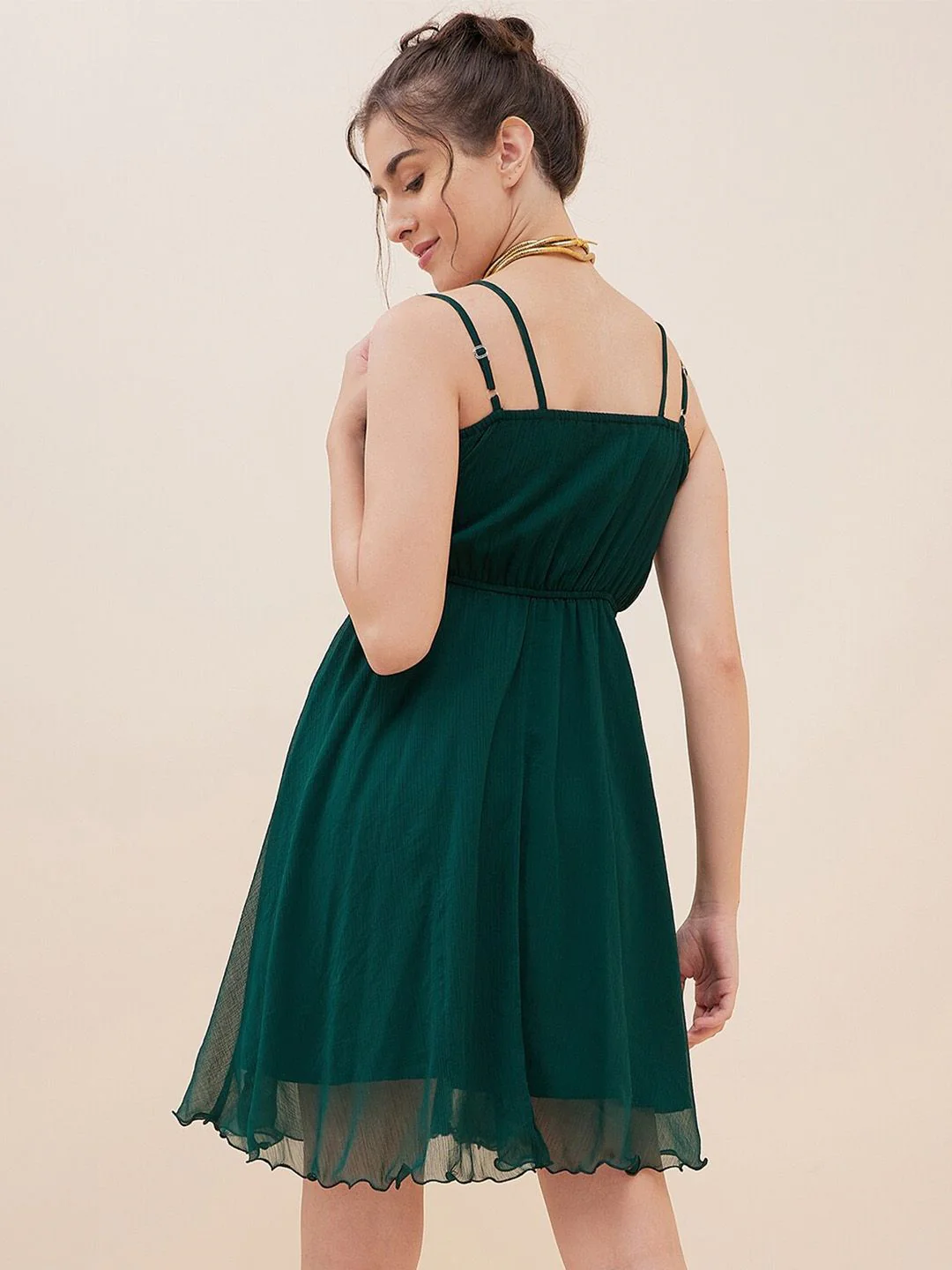 Antheaa Embellished Shoulder Straps Fit & Flare Above Knee Length Dress - Image 5