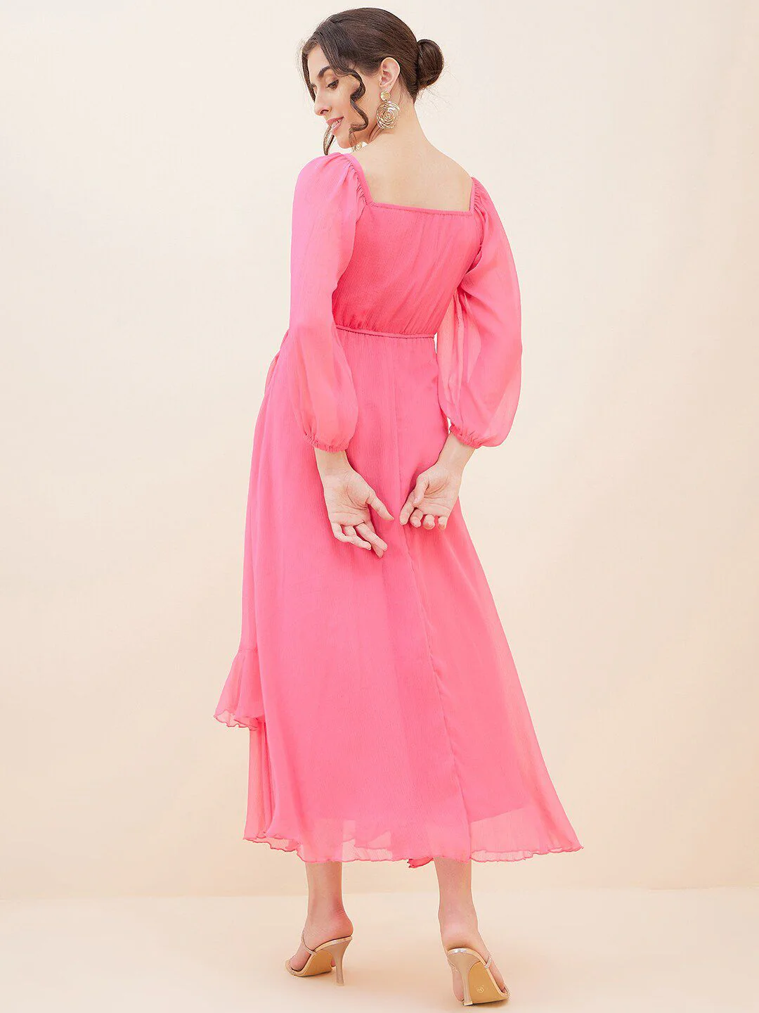 Antheaa Embellished Layered Chiffon Fit and Flare Maxi Dress - Image 5