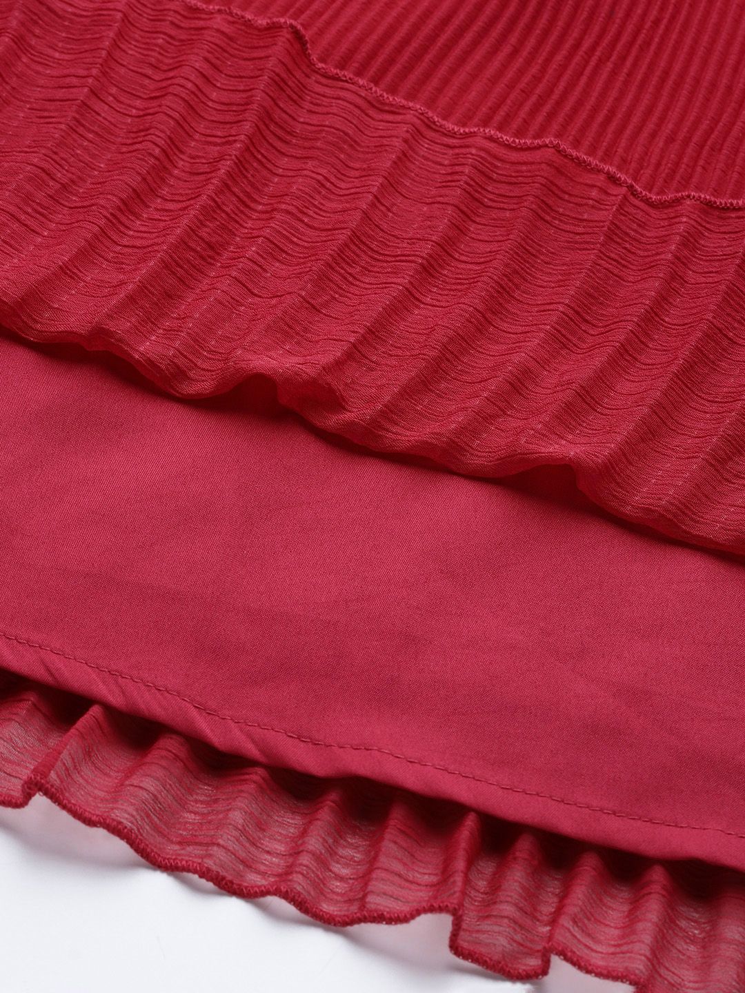 Antheaa Embellished Pleated Chiffon A-Line Top - Image 6