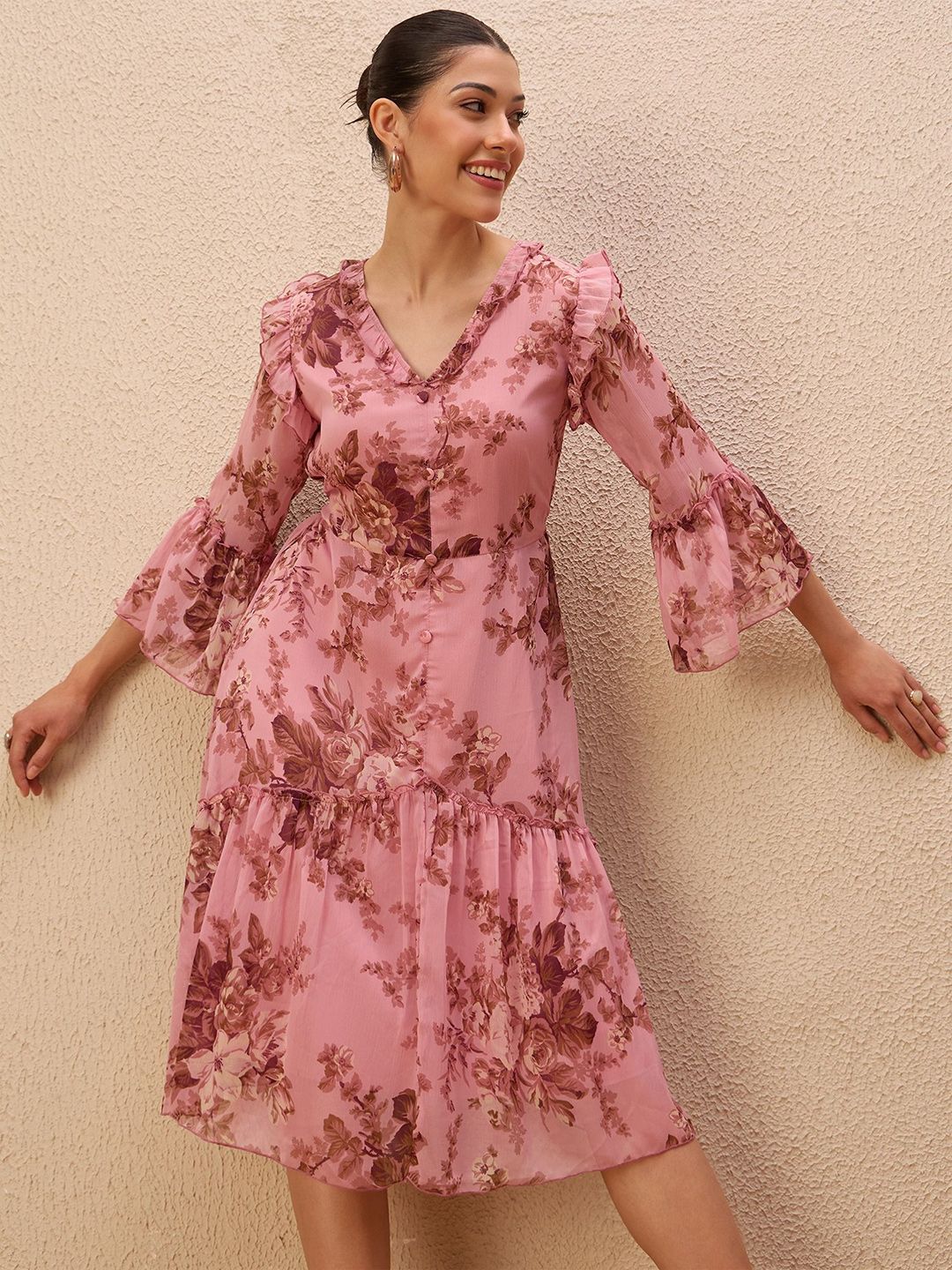 Antheaa Floral Print Drop-Waist Midi Dress - Image 7