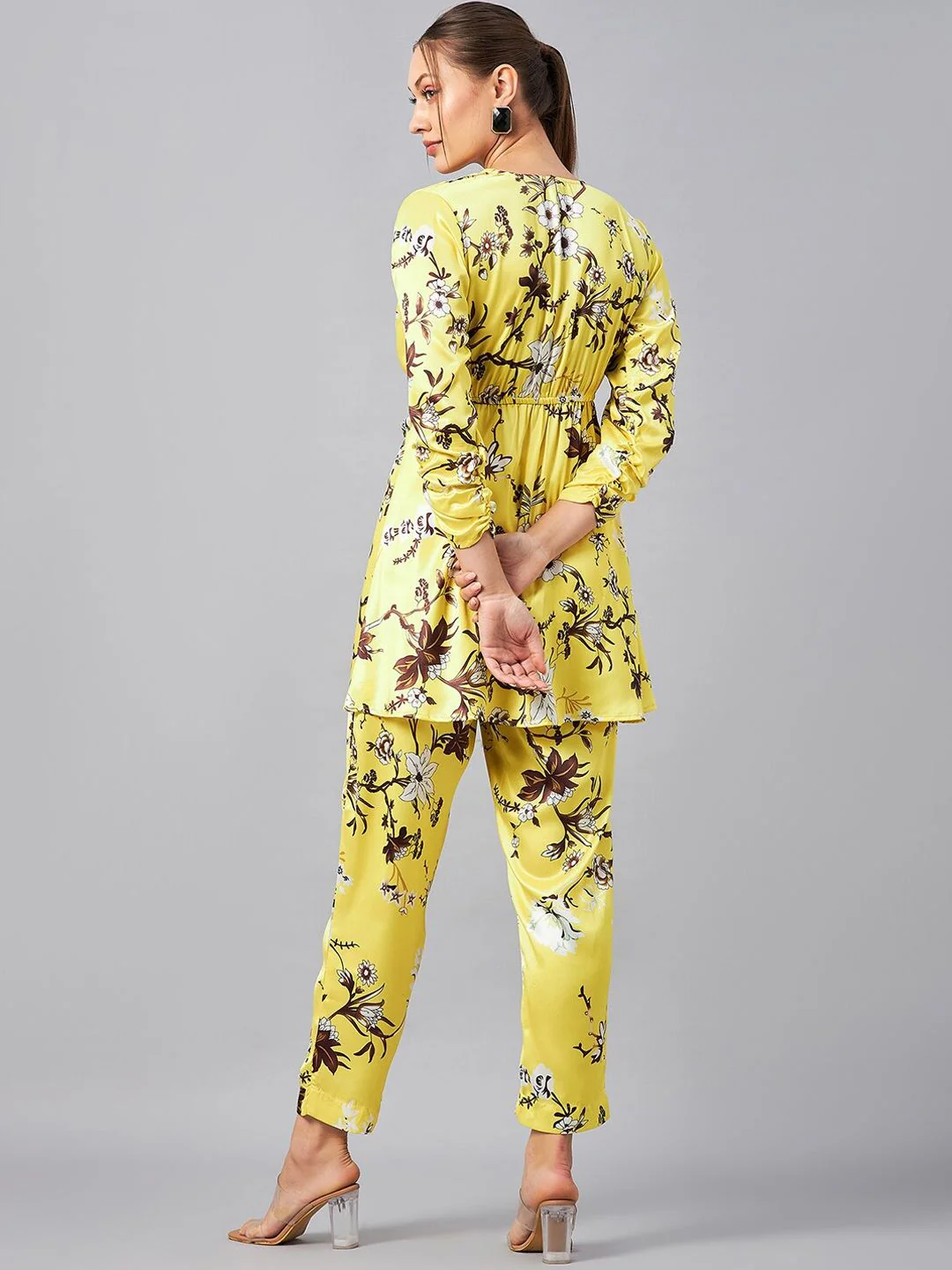 Antheaa Floral Printed V-Neck Tunic With Trousers Co-Ords - Image 4
