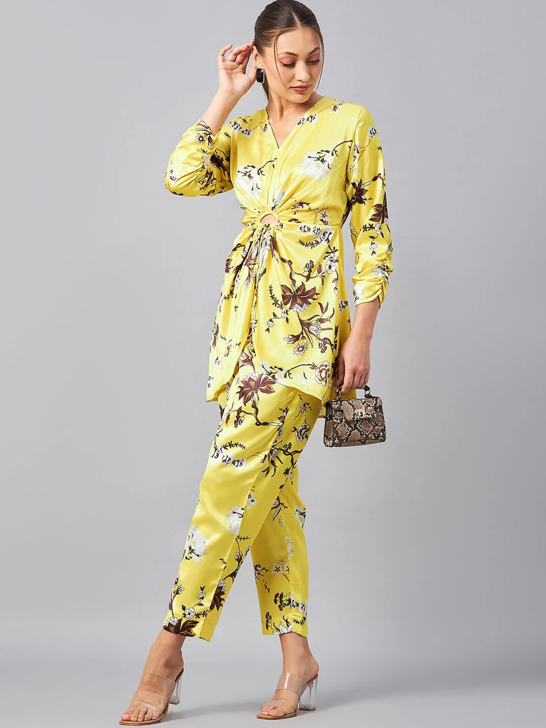 Antheaa Floral Printed V-Neck Tunic With Trousers Co-Ords - Image 6
