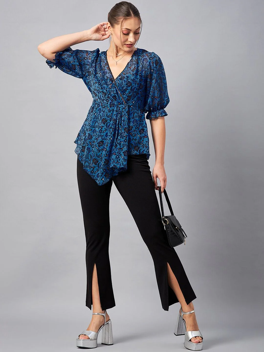 Antheaa Floral Printed V-Neck Tunic With Trousers Co-Ords - Image 6