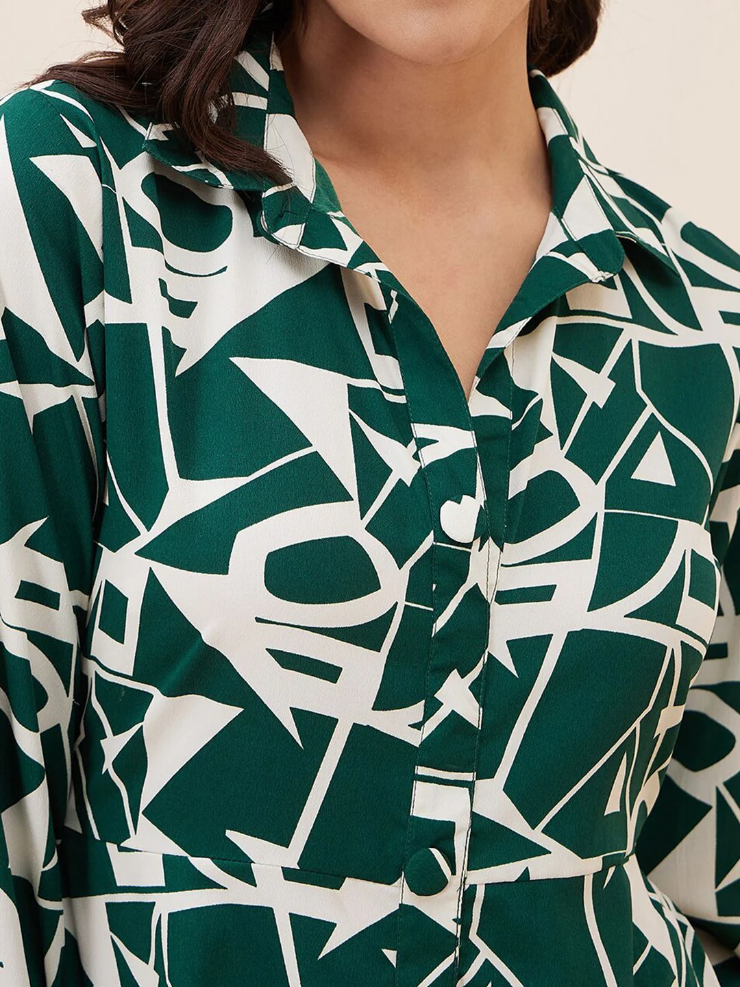 Antheaa Geometric Printed Shirt Midi Dress - Image 2
