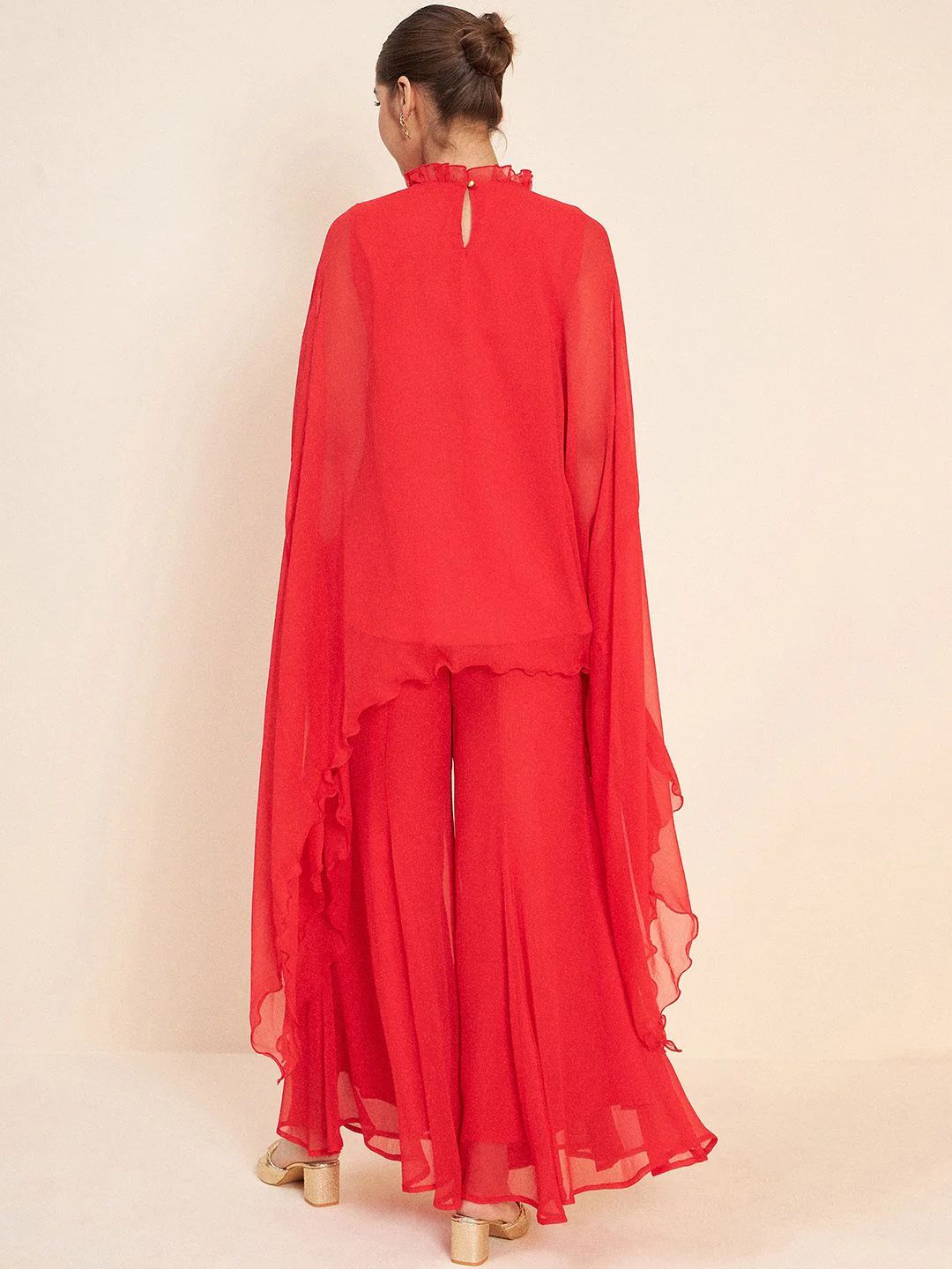 Antheaa Red Round Neck Embellished Co-Ords Set - Image 4