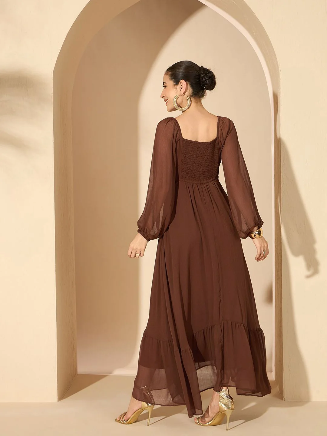 Antheaa Women Embellished Ruffles Maxi Dress - Image 5