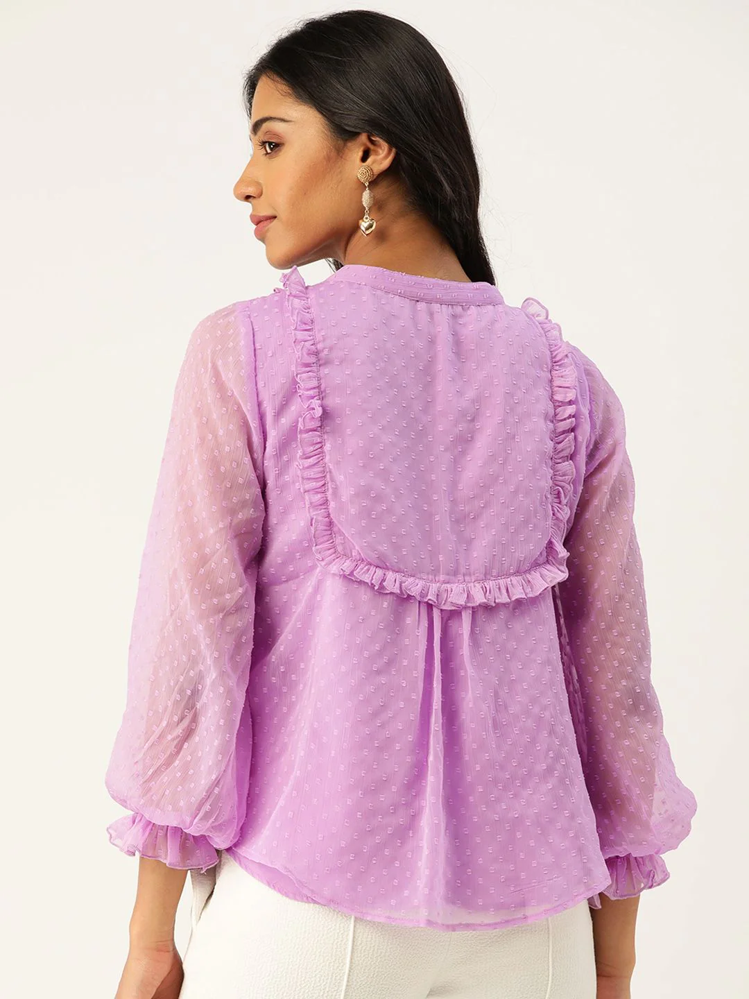 Antheaa Women Lavender Dobby Weave Top - Image 5