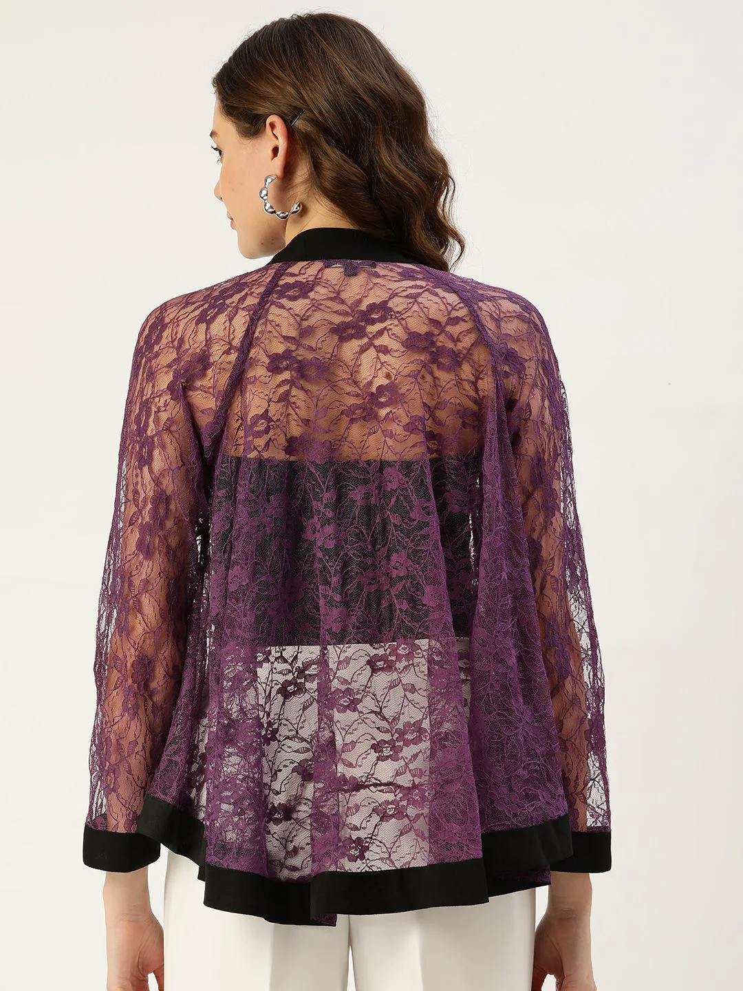 Antheaa Women Purple Laced Shrug - Image 5