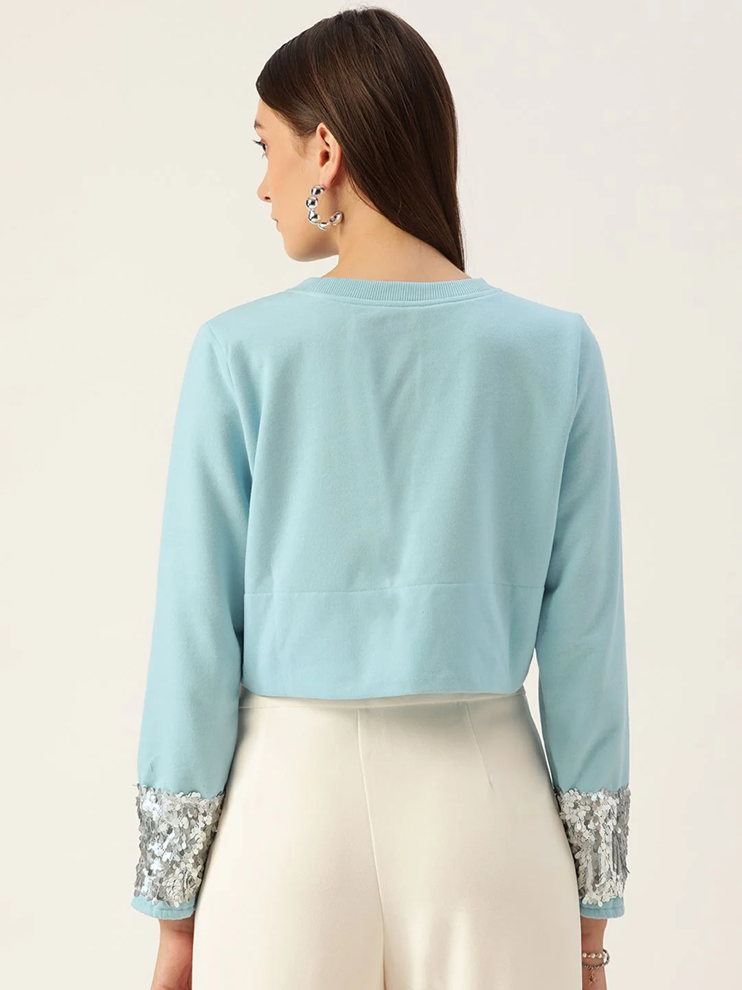 Antheaa Women Turquoise Blue Sweatshirt - Image 5