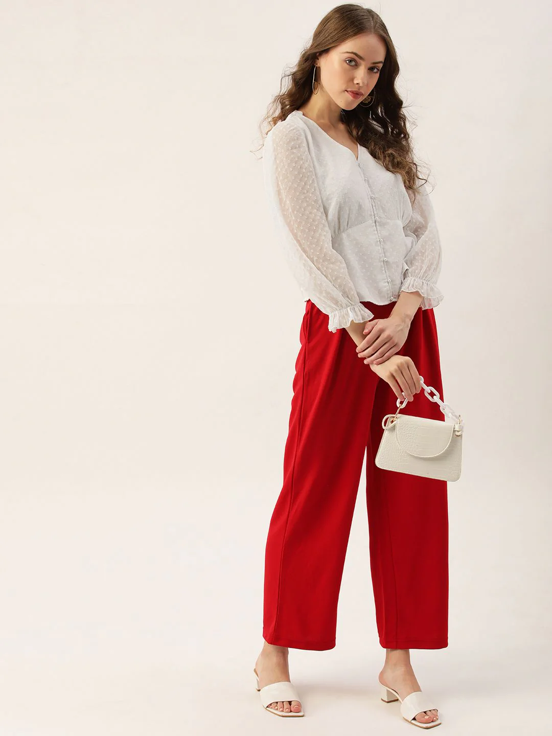 Antheaa Women White Solid Dobby Weave Top - Image 4