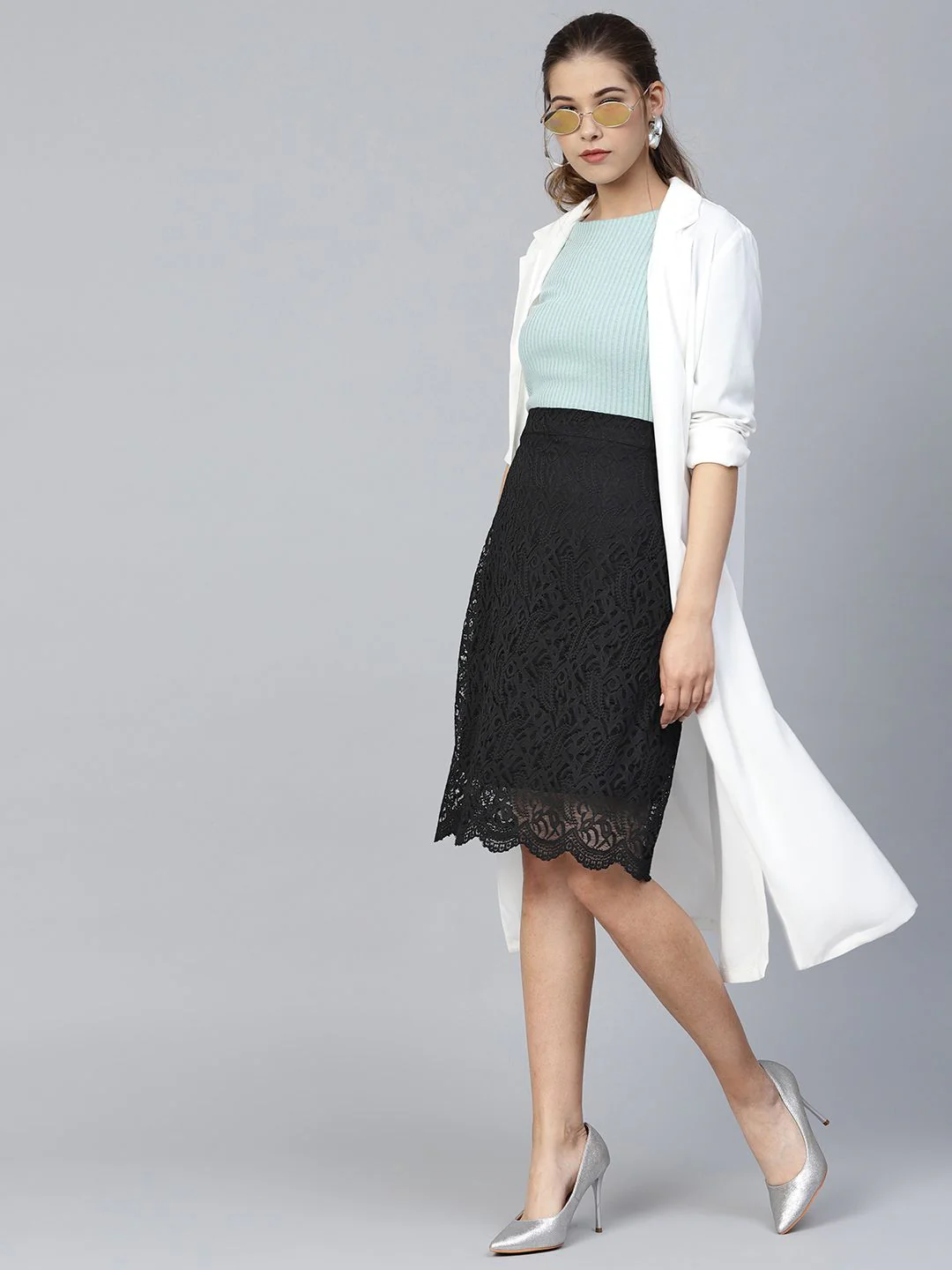 Athena Black Lace A-Line Skirt - Image 5