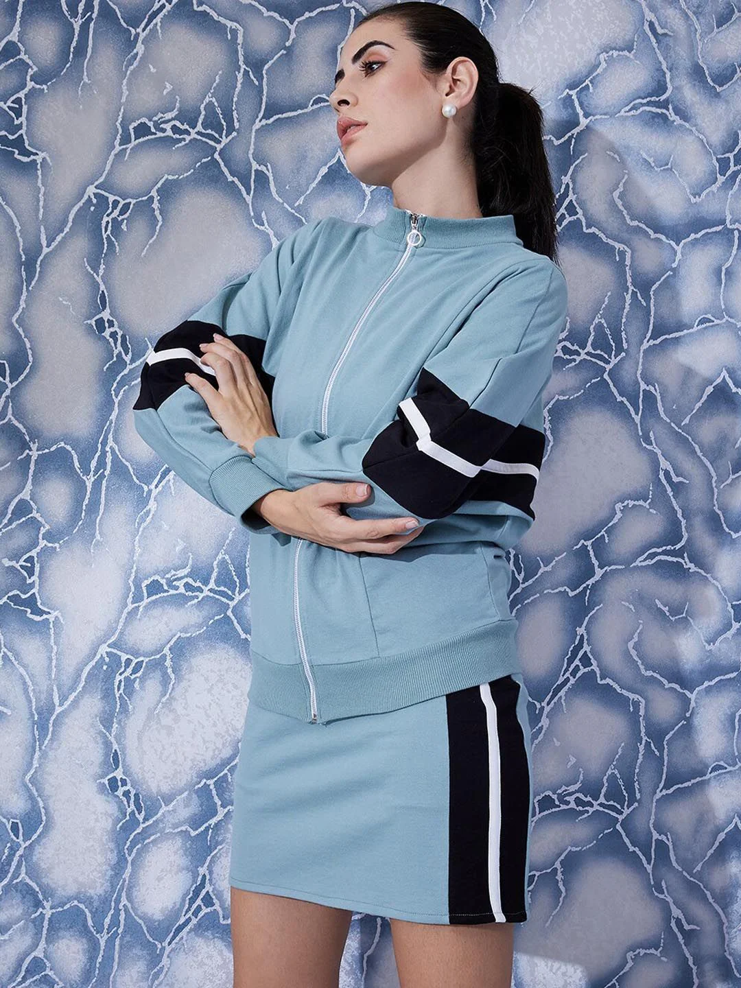 Athena Colourblocked Sweatshirt With Straight Skirt Co-Ords - Image 12