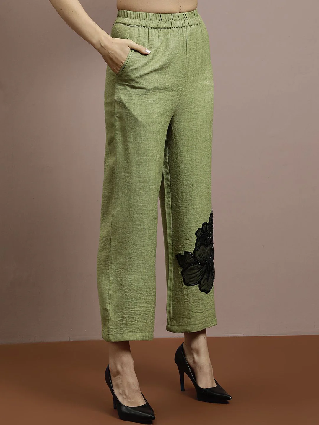 Athena Embellished Linen Shirt With Trousers - Image 7