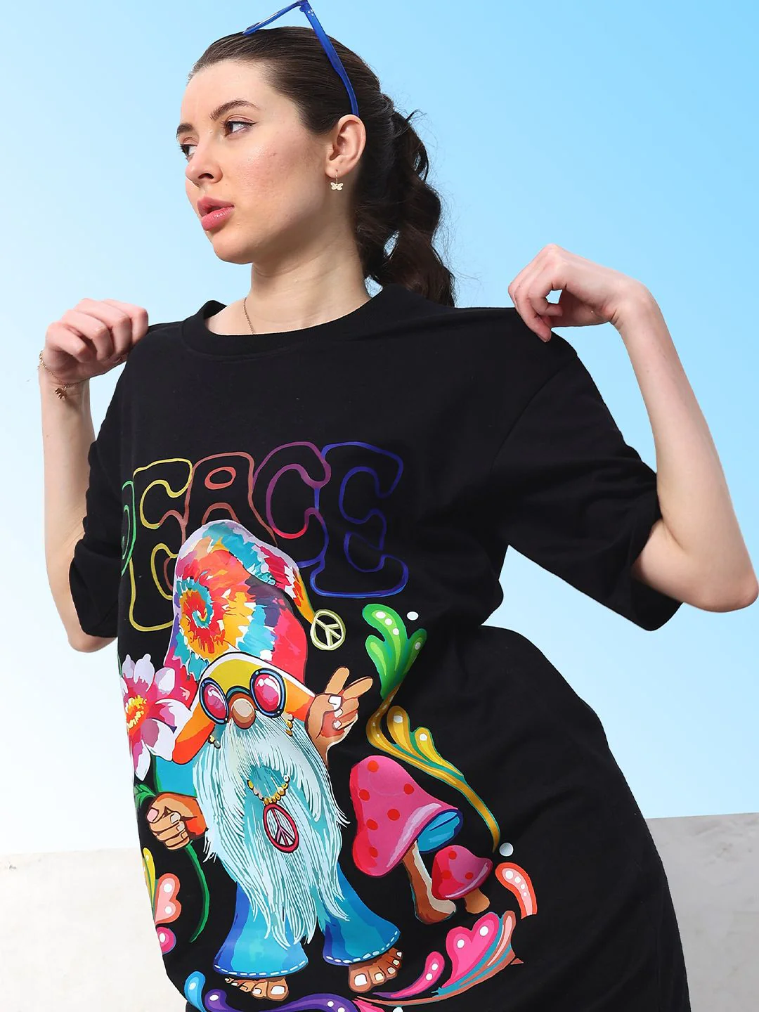Athena Graphic Printed Cotton T-shirt Midi Dress - Image 7