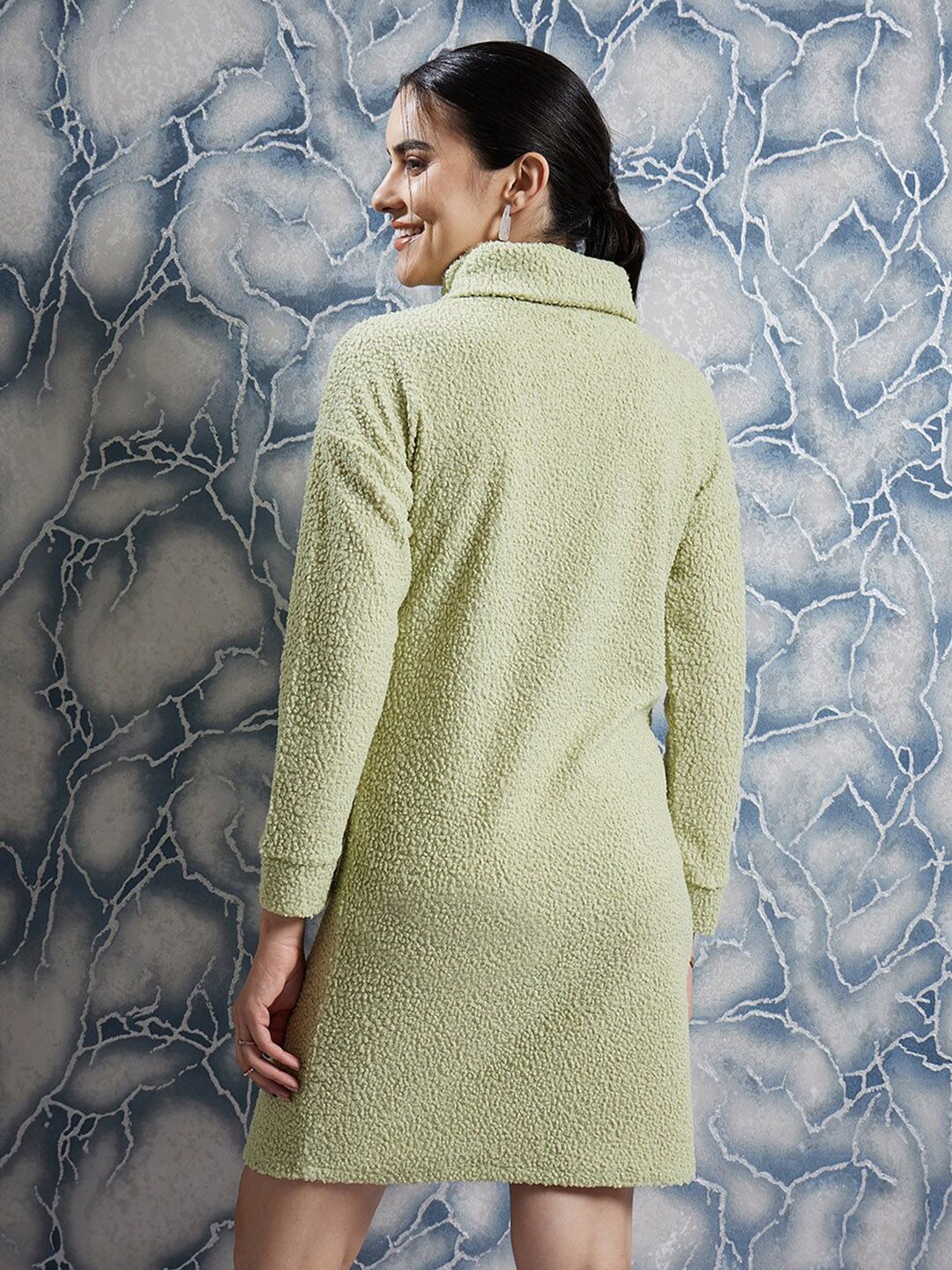 Athena Green Self Design Turtle Neck Sheath Dress - Image 5