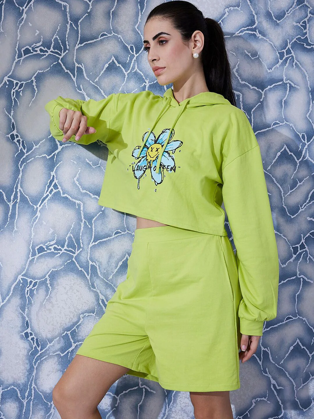 Athena Printed Sweatshirt With Straight Shorts Co-Ords - Image 5