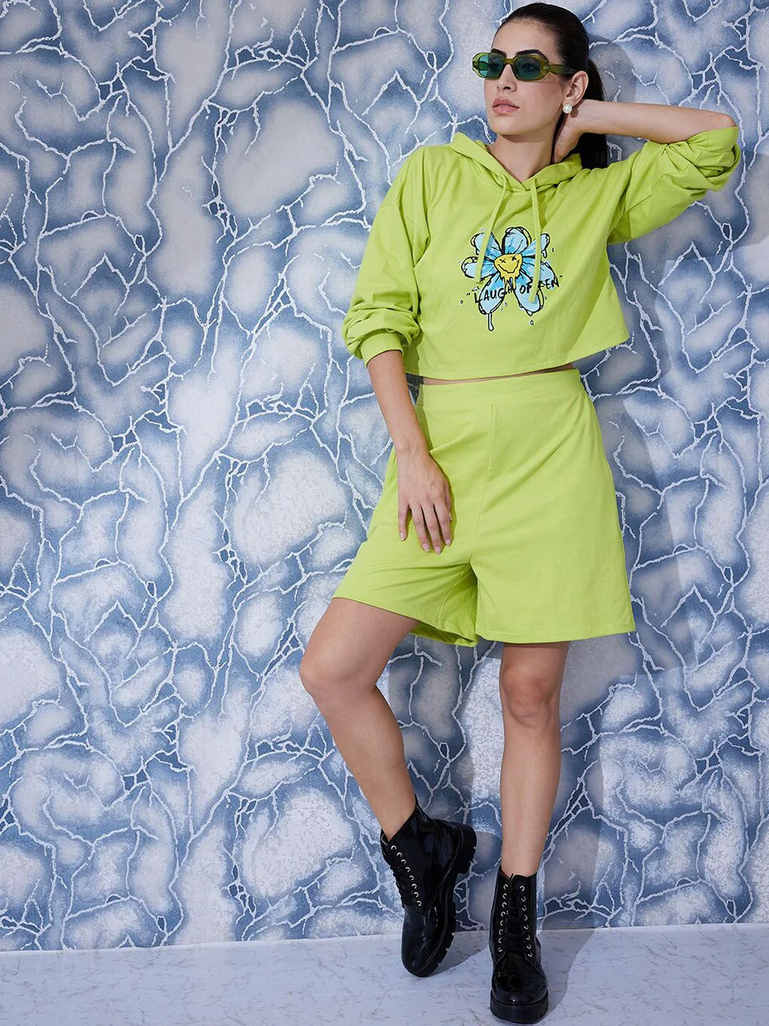 Athena Printed Sweatshirt With Straight Shorts Co-Ords - Image 6