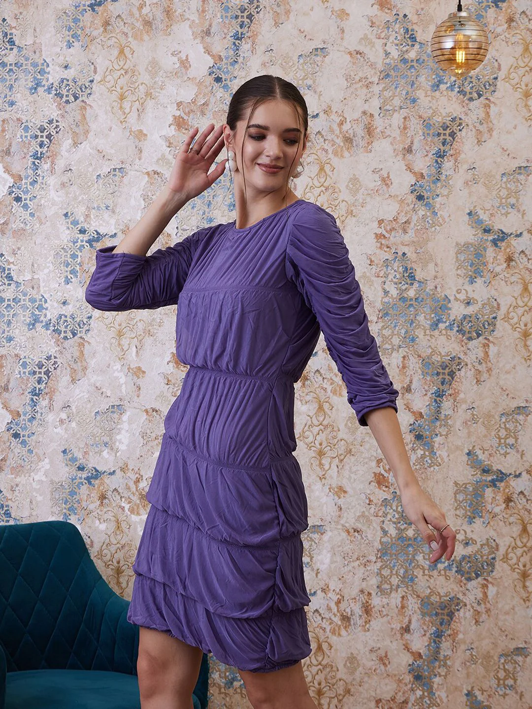 Athena Round Neck Party Sheath Dress - Image 10