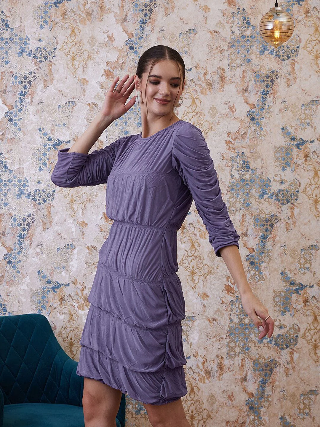 Athena Round Neck Party Sheath Dress - Image 3