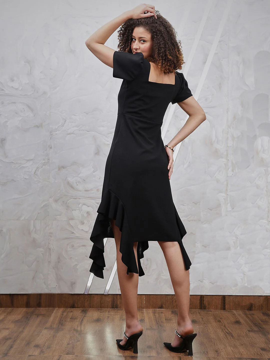 Athena Ruffled Sweetheart Neck Fit & Flare Dress - Image 5