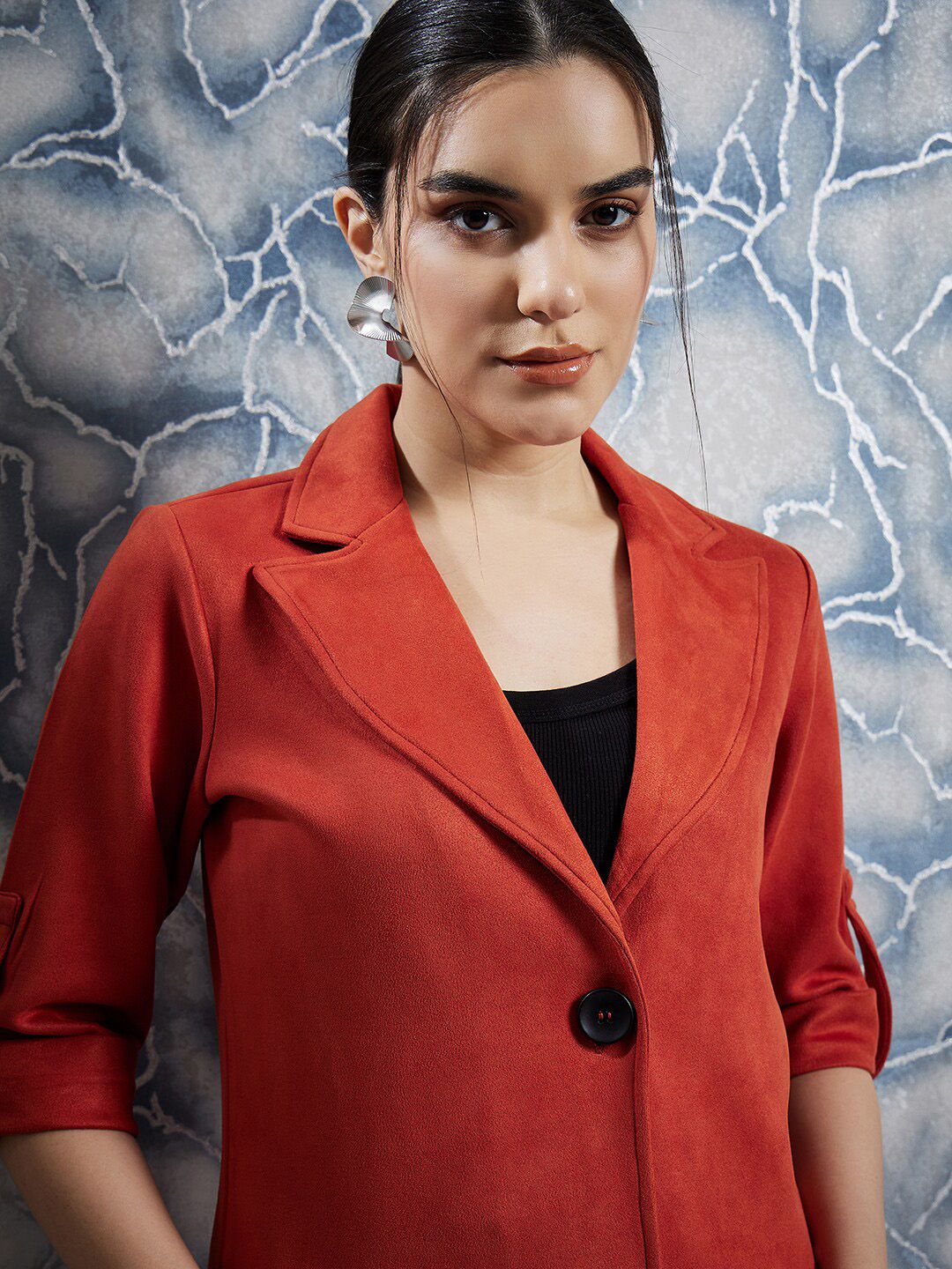 Athena Rust Notched Lapel Collar Coat With Trousers Co-Ords - Image 2