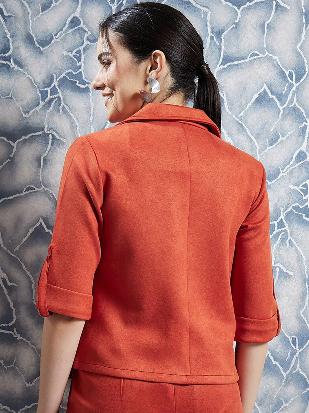 Athena Rust Notched Lapel Collar Coat With Trousers Co-Ords - Image 5