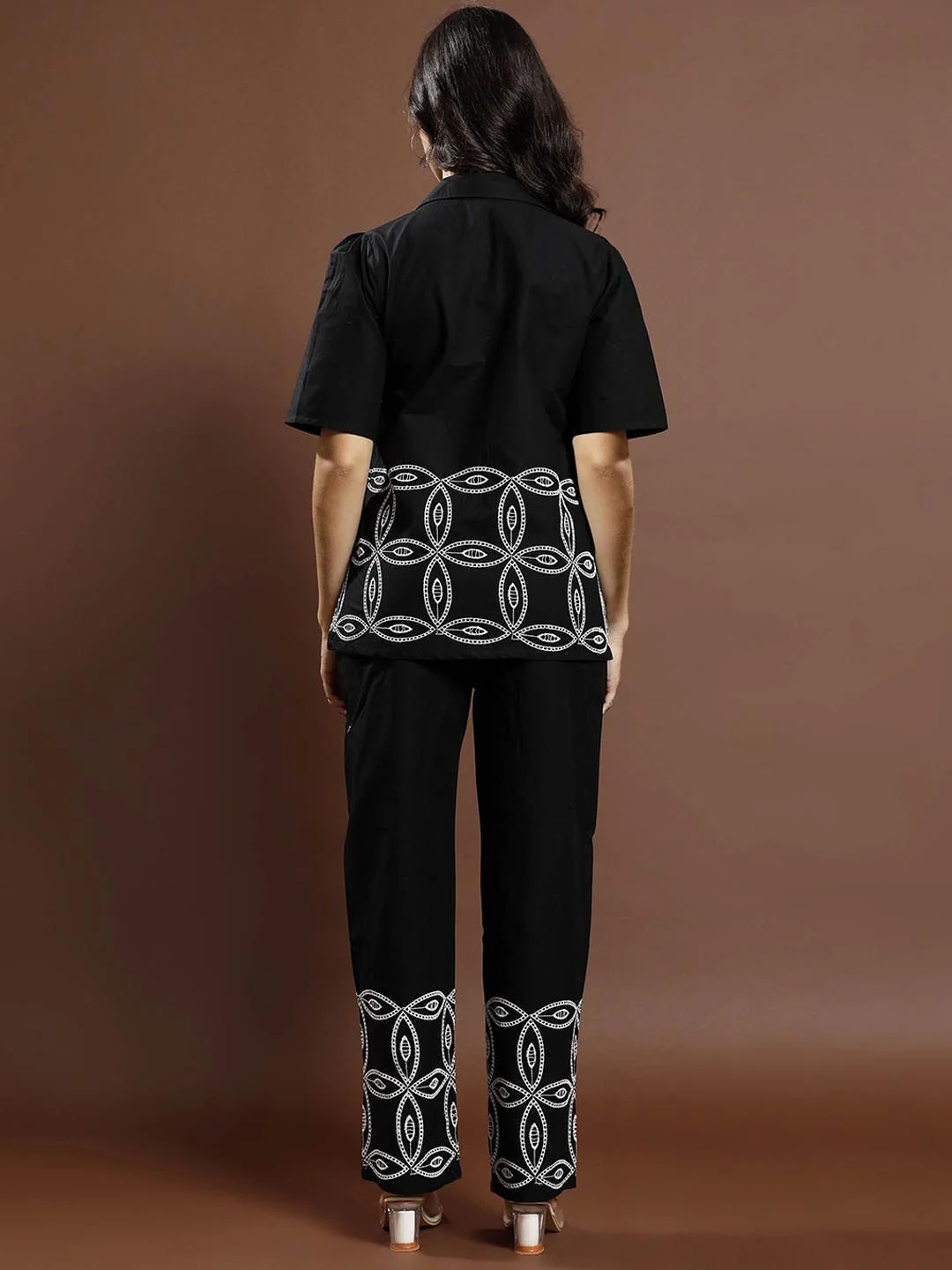 Athena Schiffli Self Design Pure Cotton Shirt & Trousers - Image 4