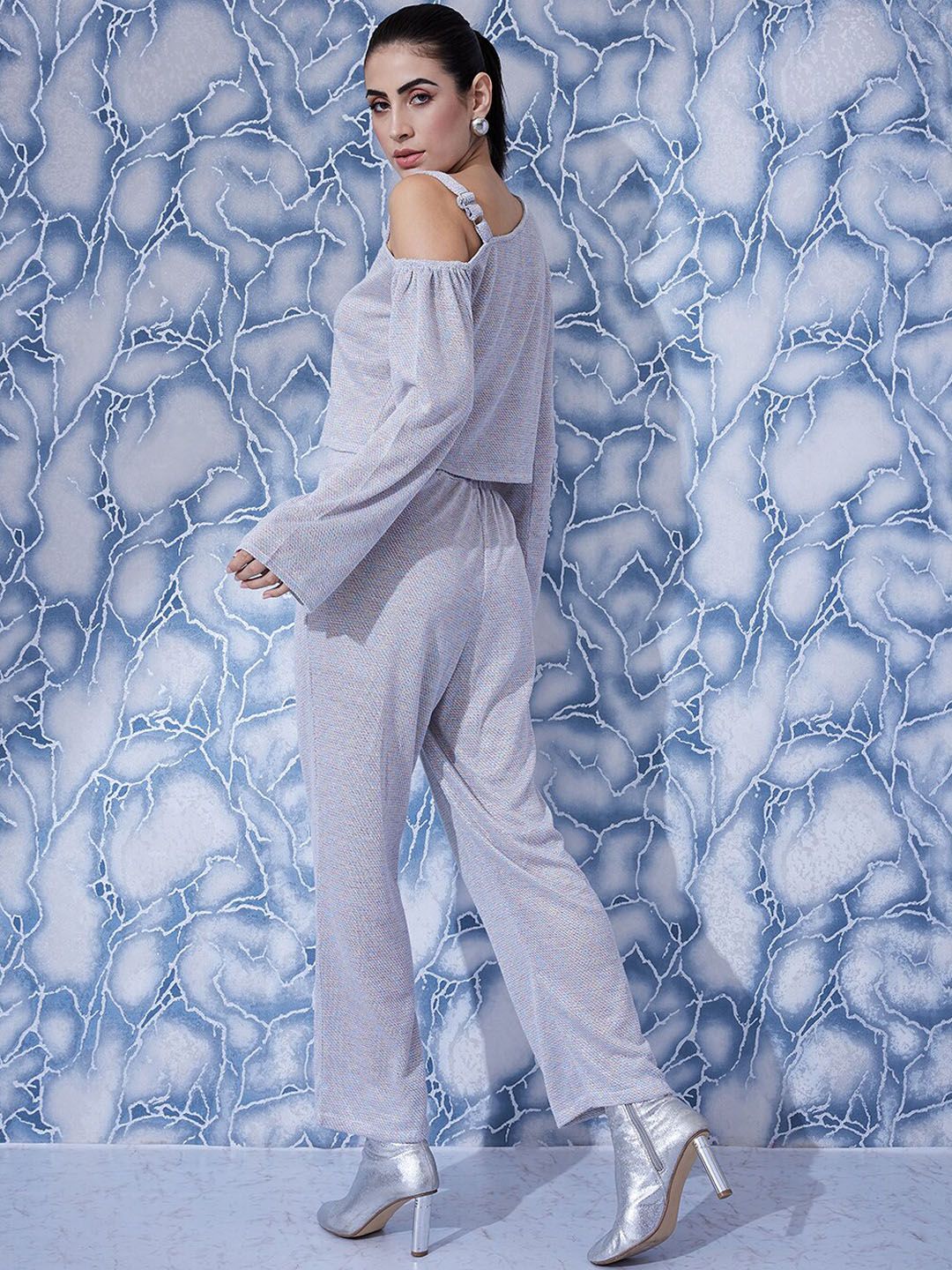 Athena Self Design One Shoulder Top With Trousers Co-Ords - Image 4