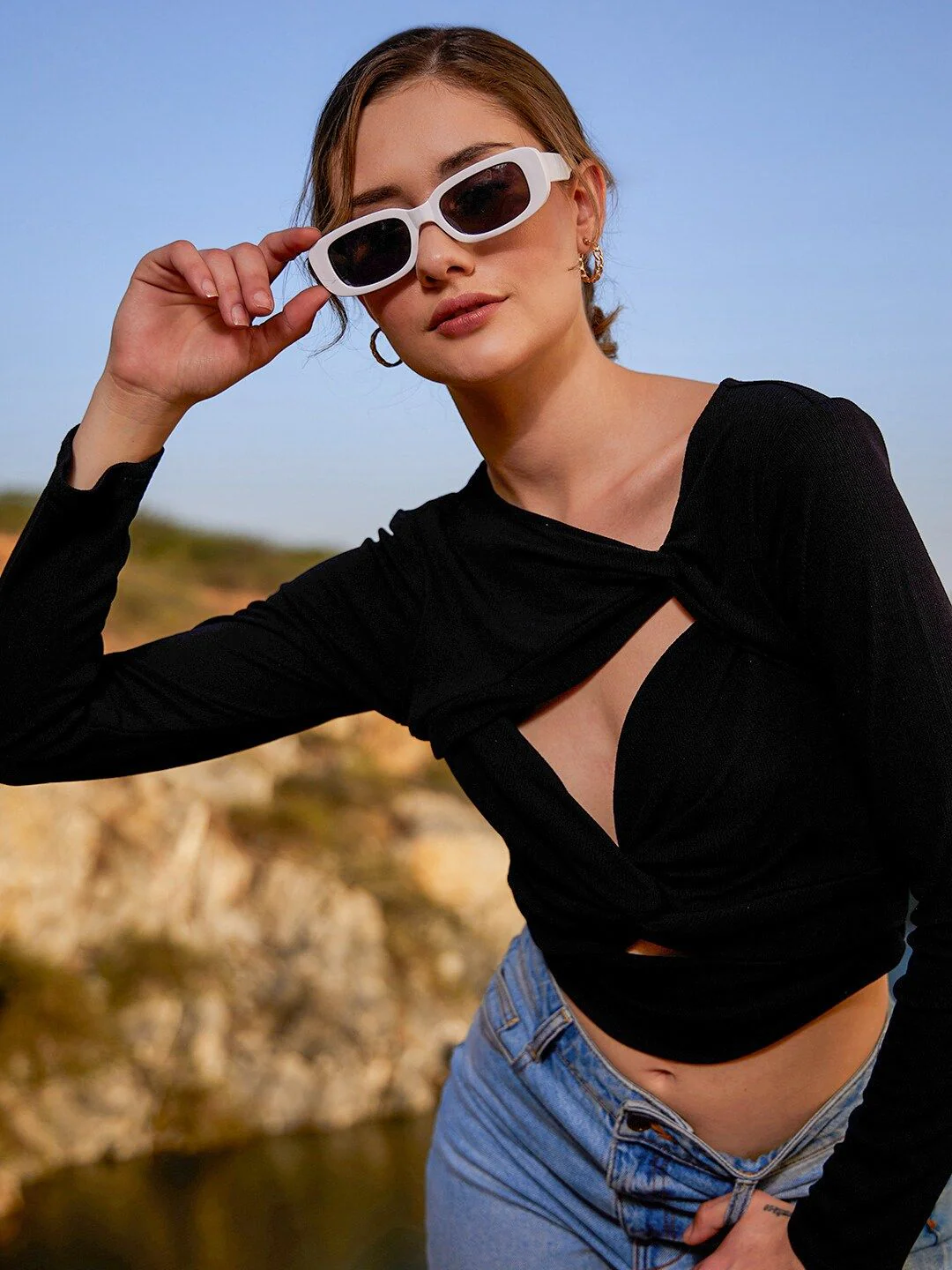 Athena Twisted Wrap Crop Top - Image 6