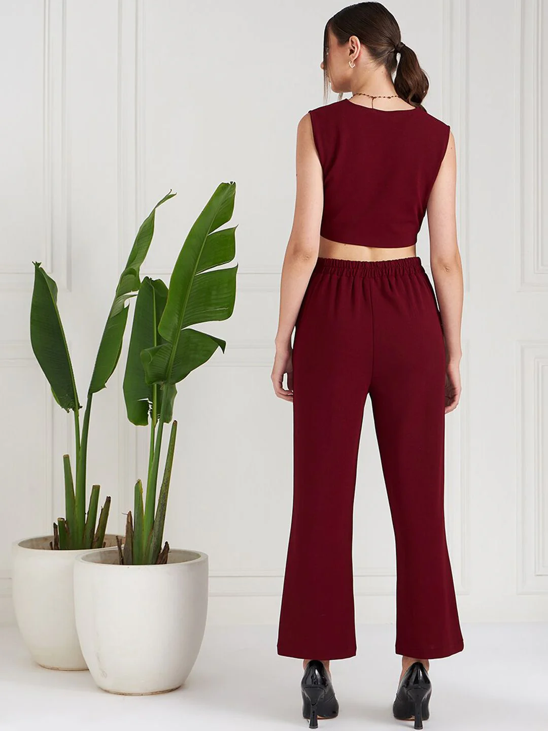 Athena V-Neck Crop Top With Trousers Co-Ords - Image 4