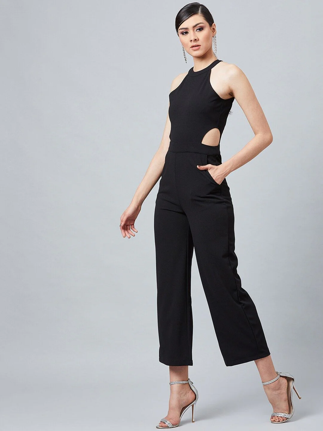 Athena Women Black Solid Basic Jumpsuit - Image 3