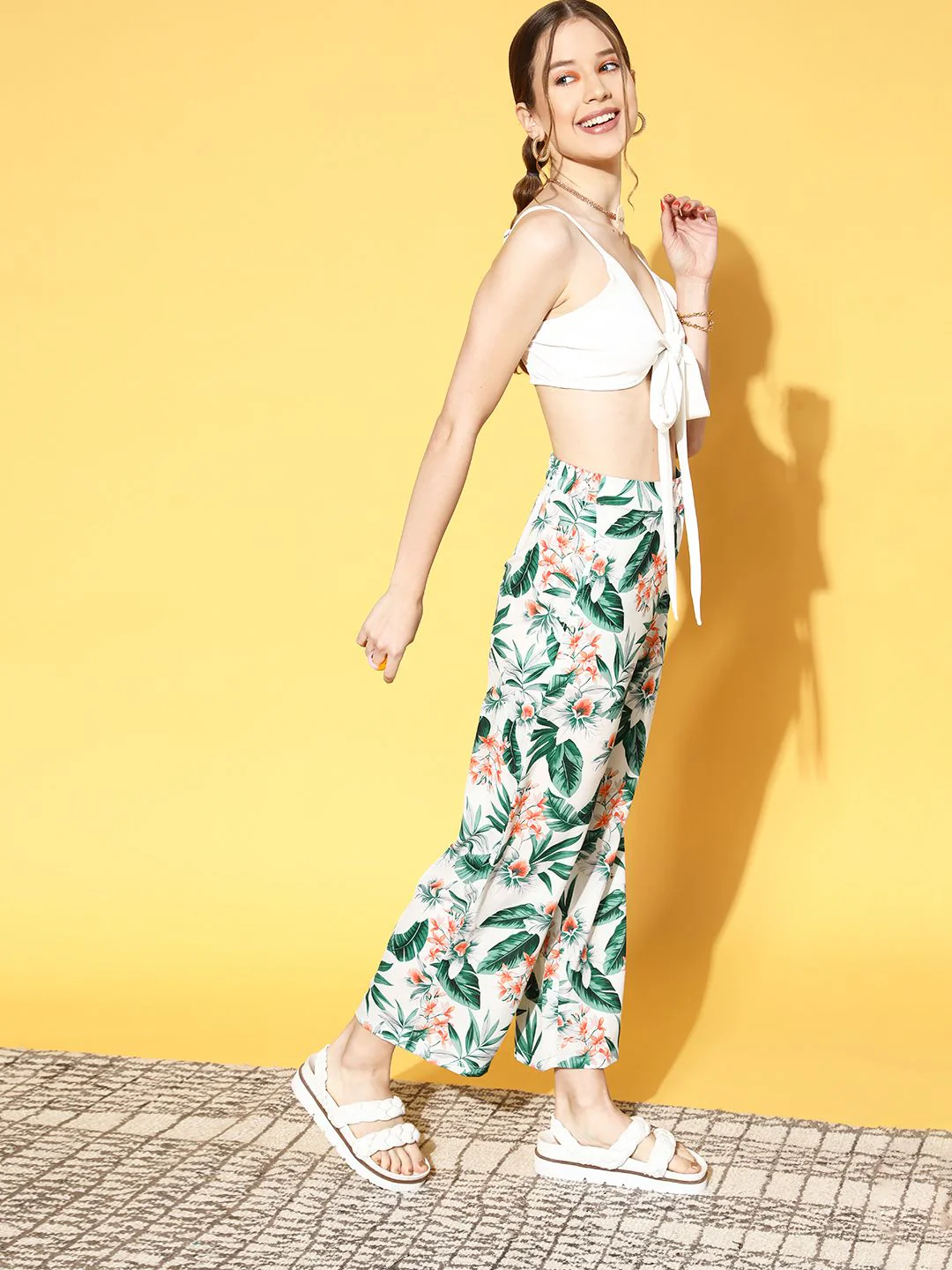Athena Women Classy White Solid Top with Trousers - Image 2