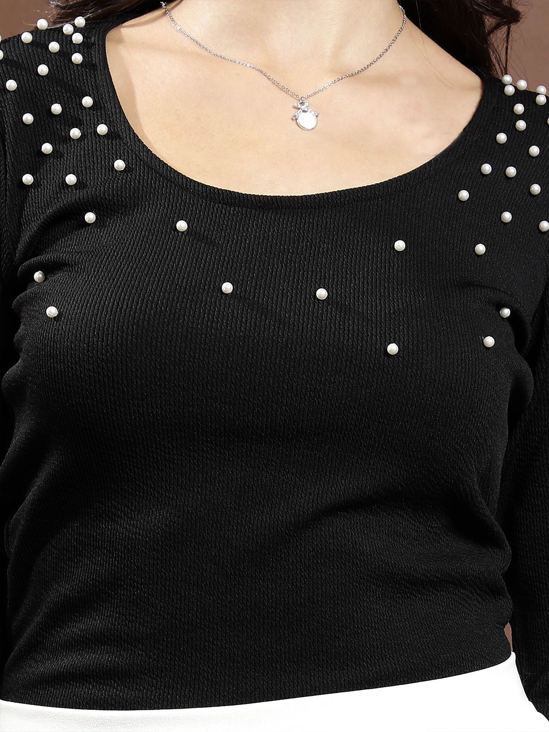 Athena Women Embellished Round Neck Top - Image 2