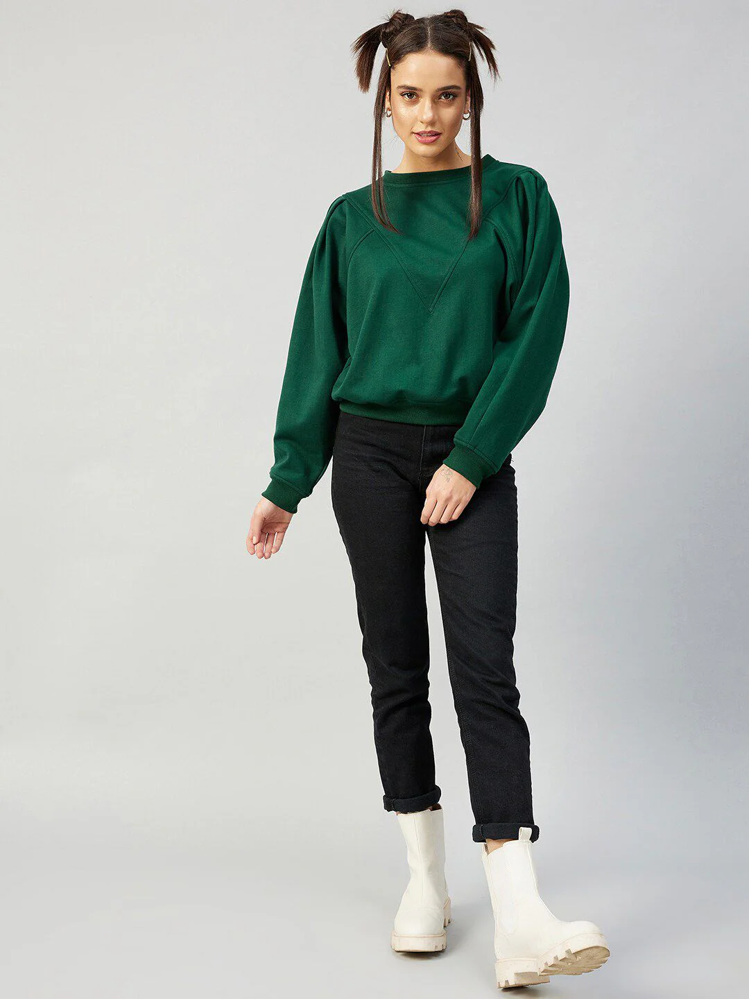Athena Women Green Fleece Sweatshirt - Image 6