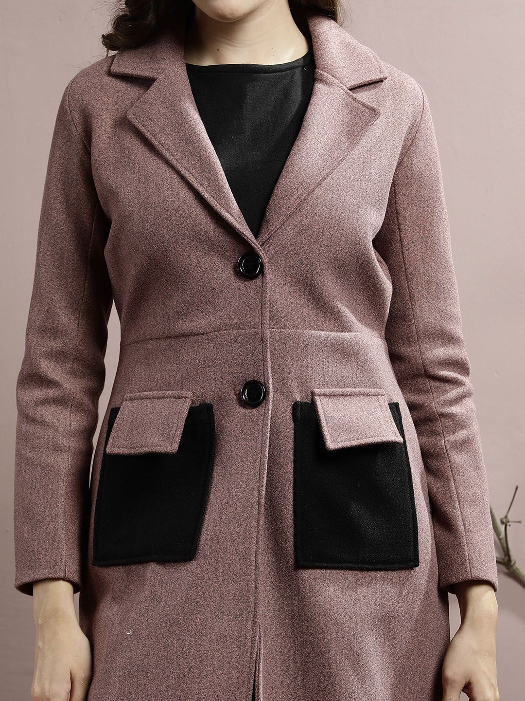 Athena Women Notched Collar Longline Overcoat - Image 2