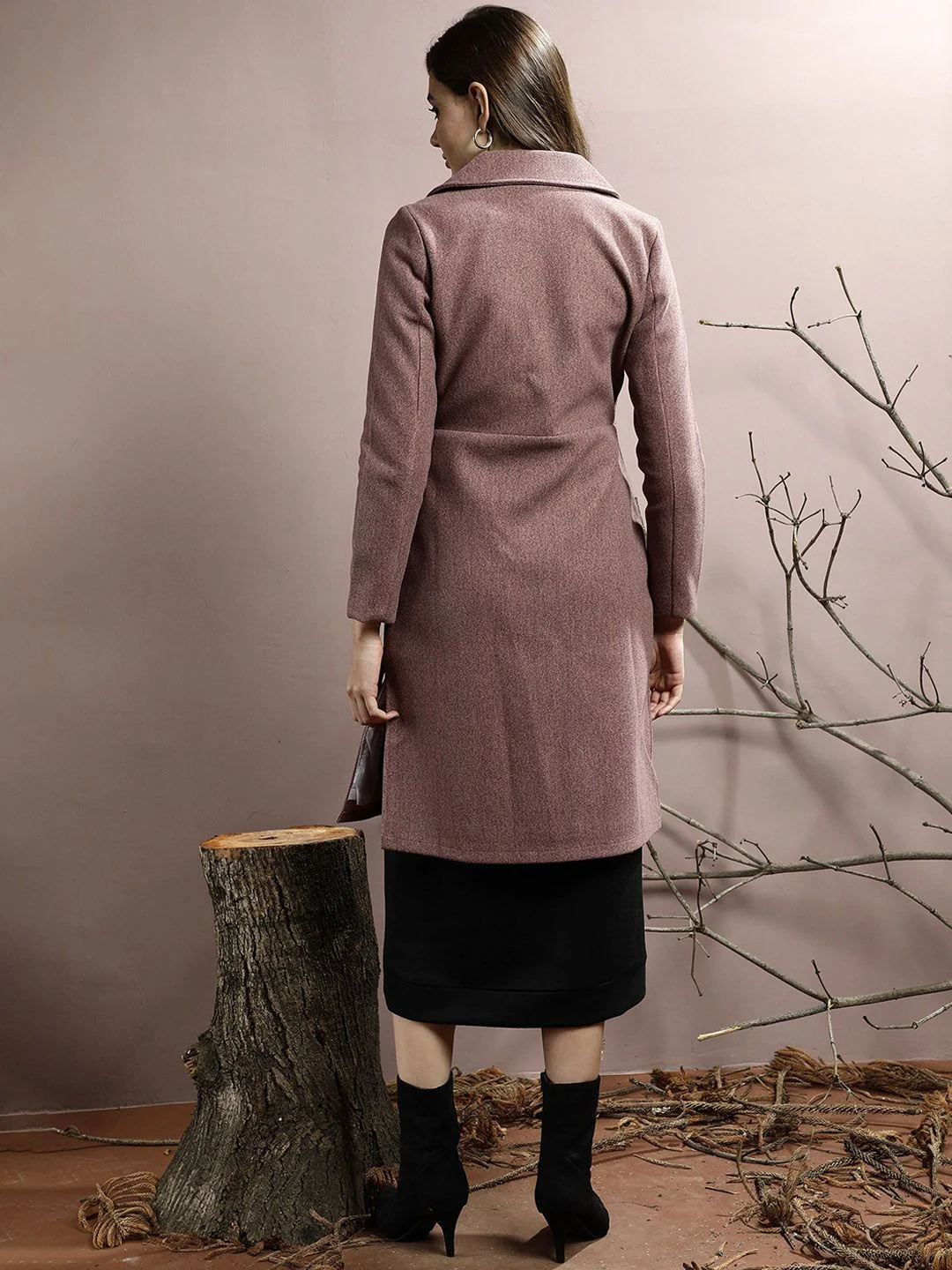 Athena Women Notched Collar Longline Overcoat - Image 5