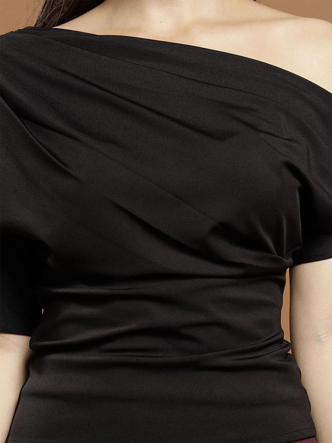 Athena Women Solid One Shoulder  Top - Image 2