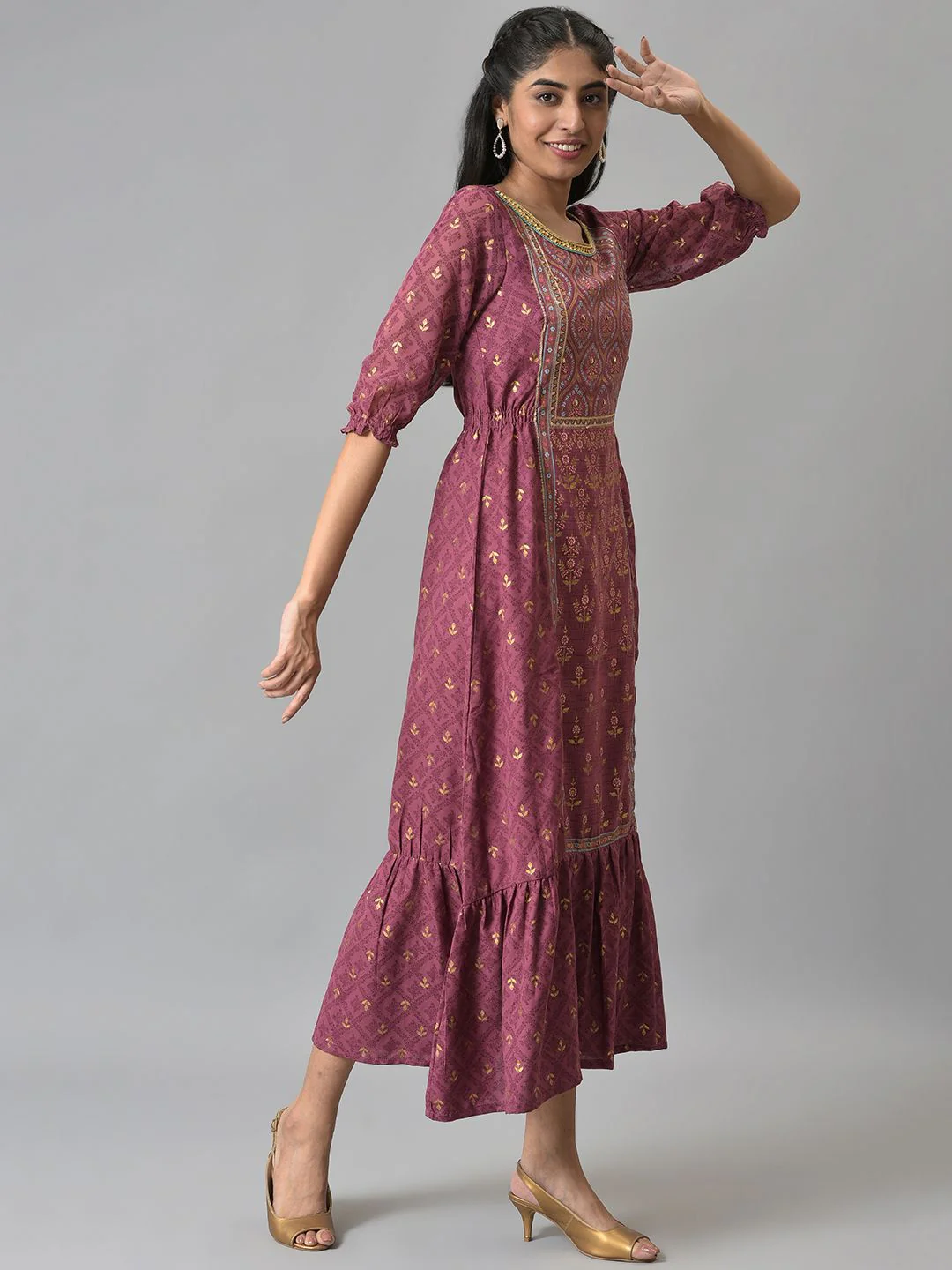 AURELIA Ethnic Motifs Print A-Line Maxi Dress - Image 3