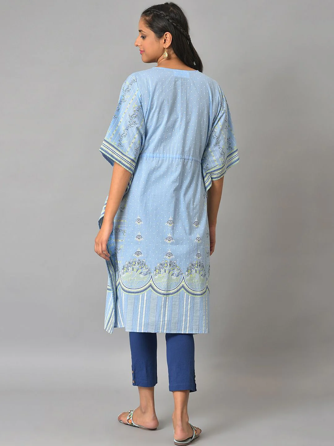 AURELIA Ethnic Motifs Printed Kaftan Pure Cotton Kurta - Image 4