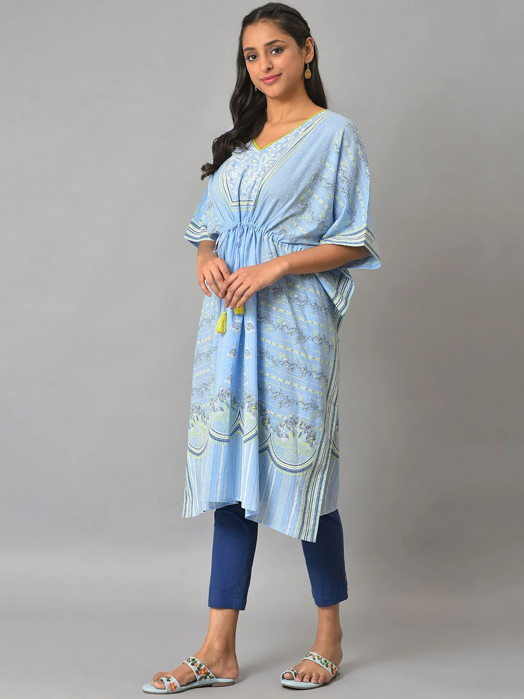 AURELIA Ethnic Motifs Printed Kaftan Pure Cotton Kurta - Image 5