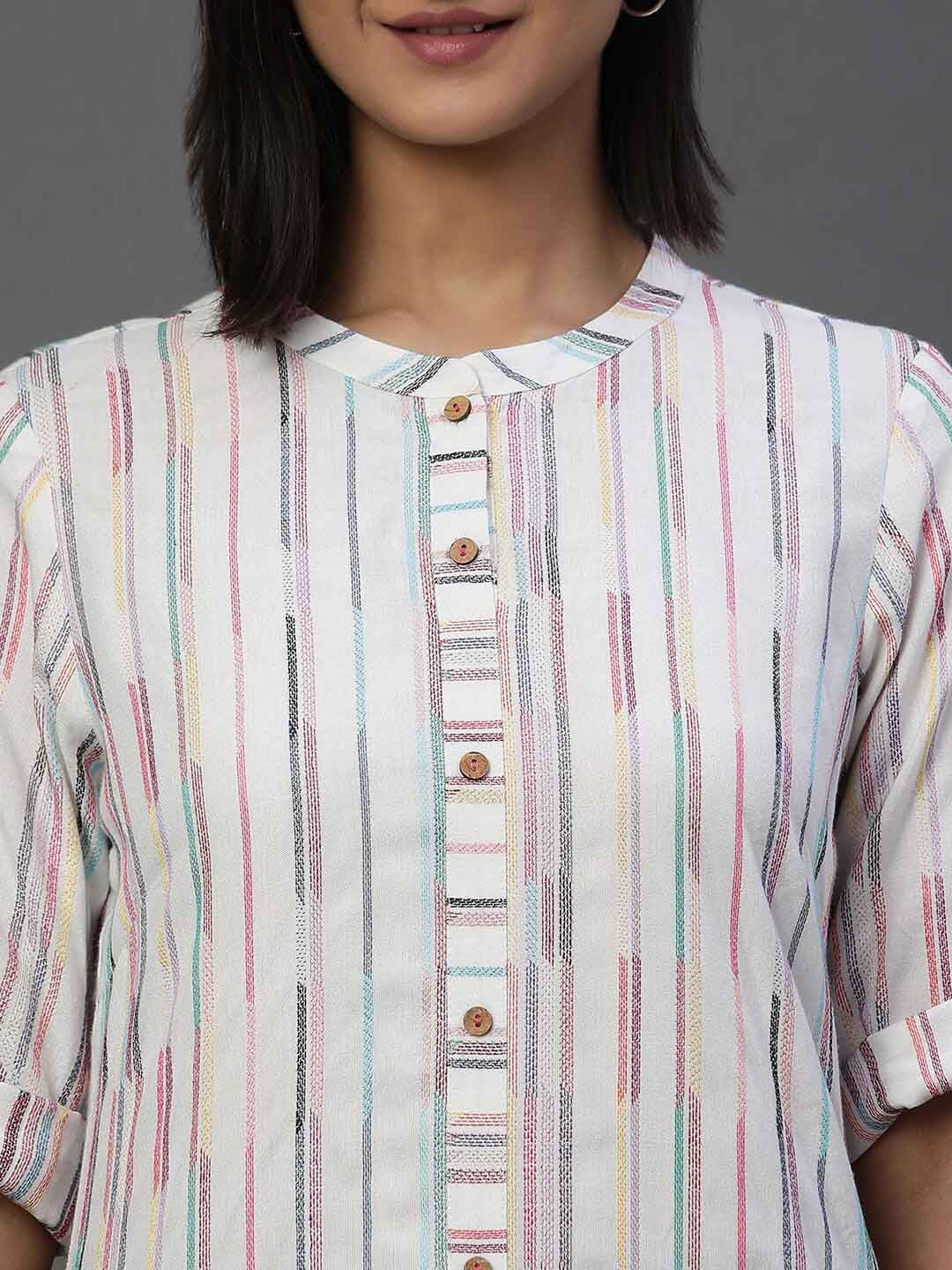 AURELIA Striped Straight Kurti - Image 2