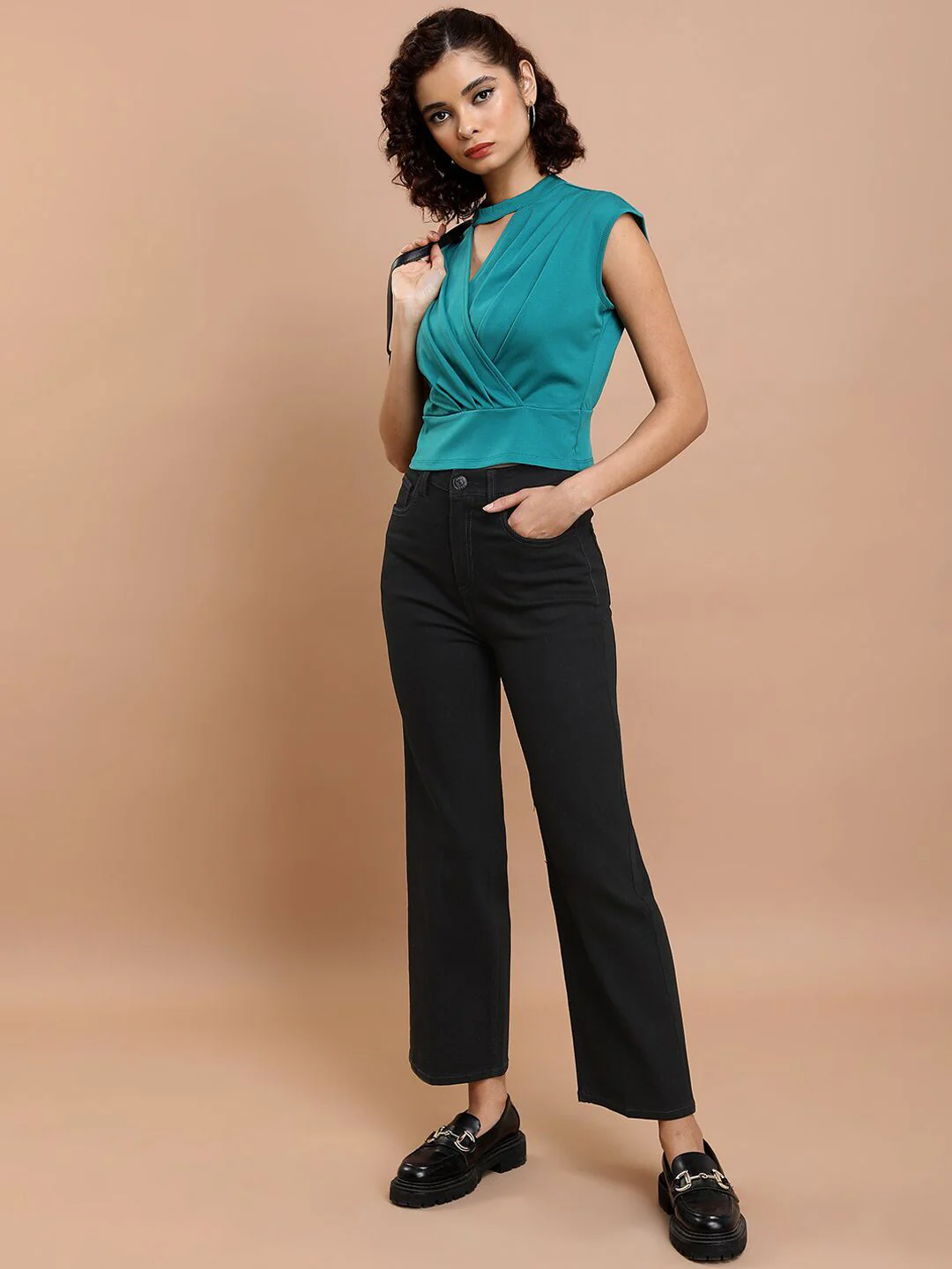 Basics By Tokyo Talkies Women Flared Mid-Rise Clean Look Straight Fit Stretchable Jeans - Image 4