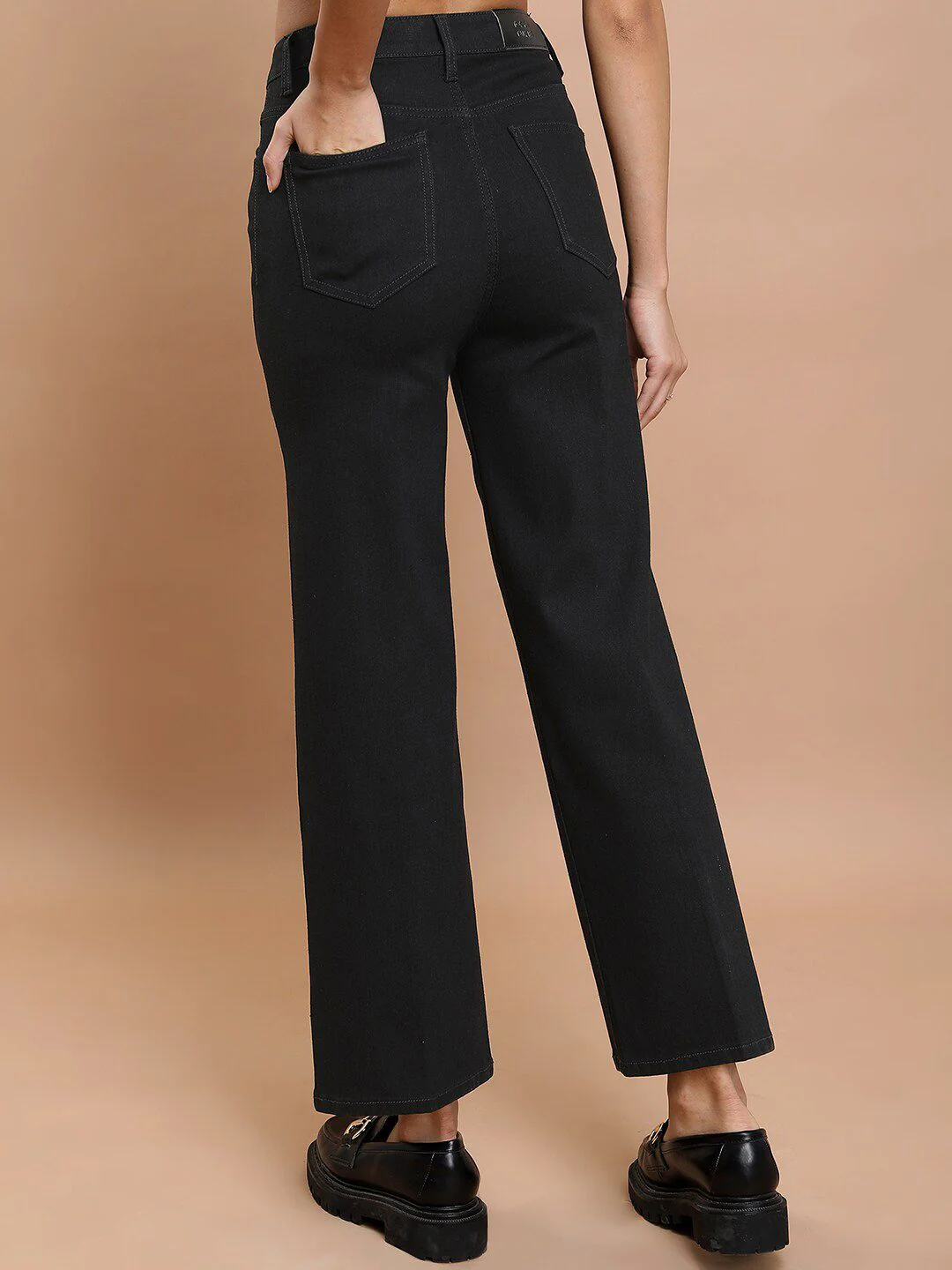 Basics By Tokyo Talkies Women Flared Mid-Rise Clean Look Straight Fit Stretchable Jeans - Image 5