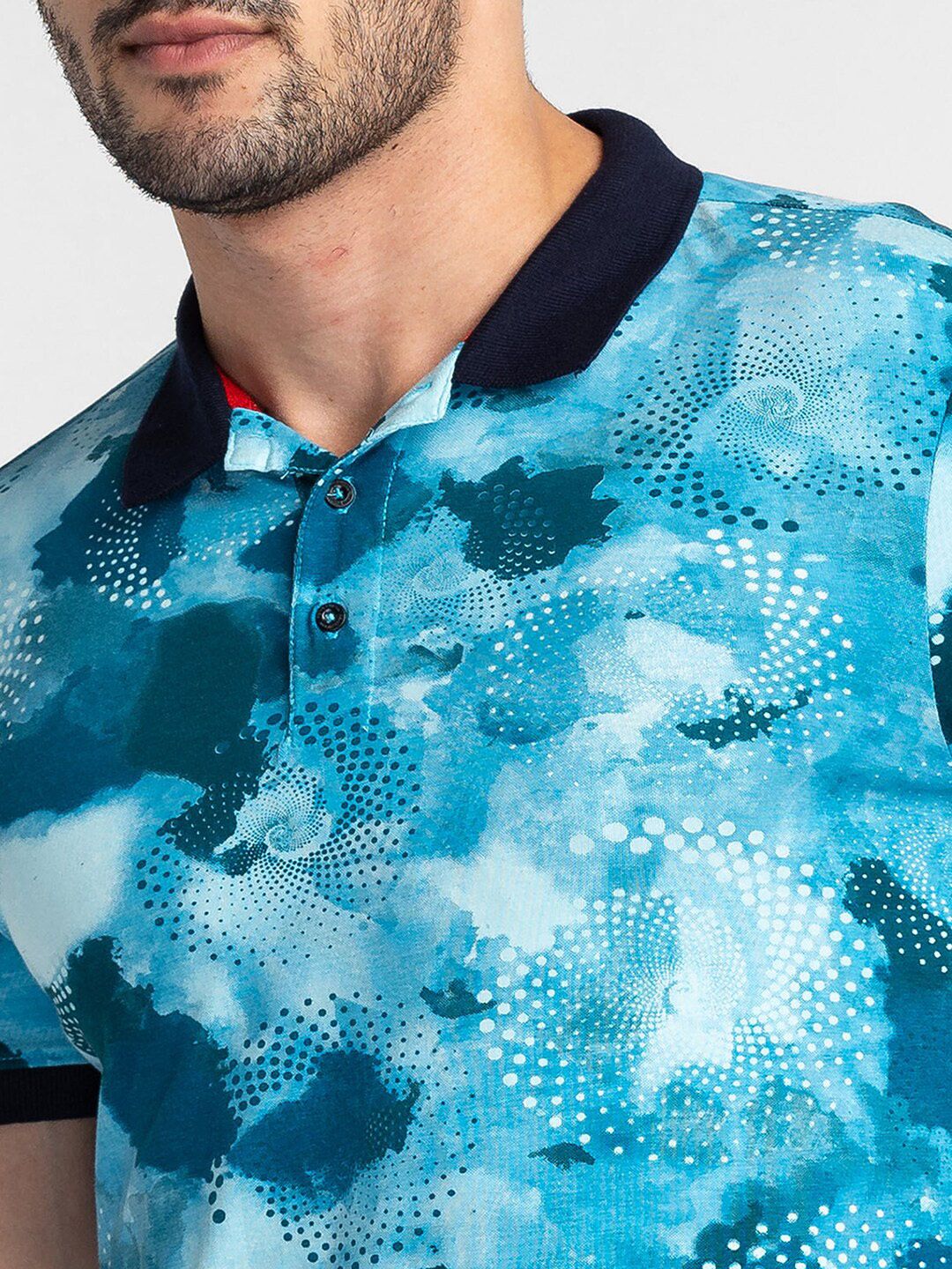 Being Human Abstract Printed Polo Collar Regular-Fit Knitted Casual T-shirt - Image 2