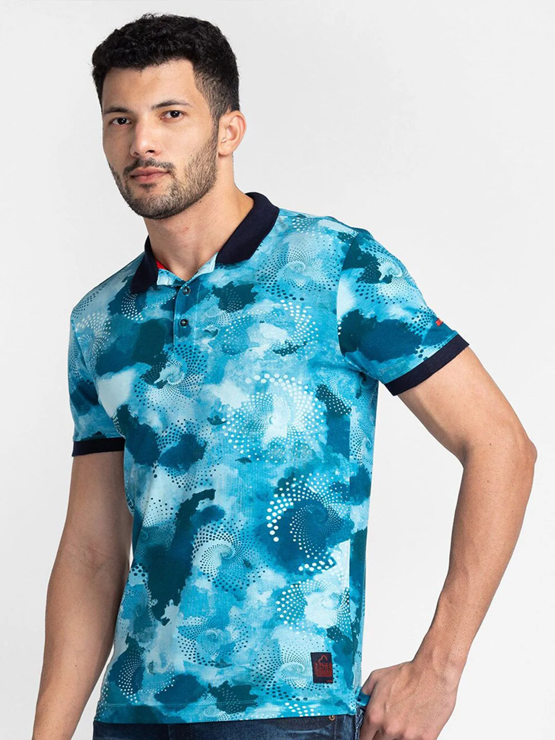 Being Human Abstract Printed Polo Collar Regular-Fit Knitted Casual T-shirt - Image 3