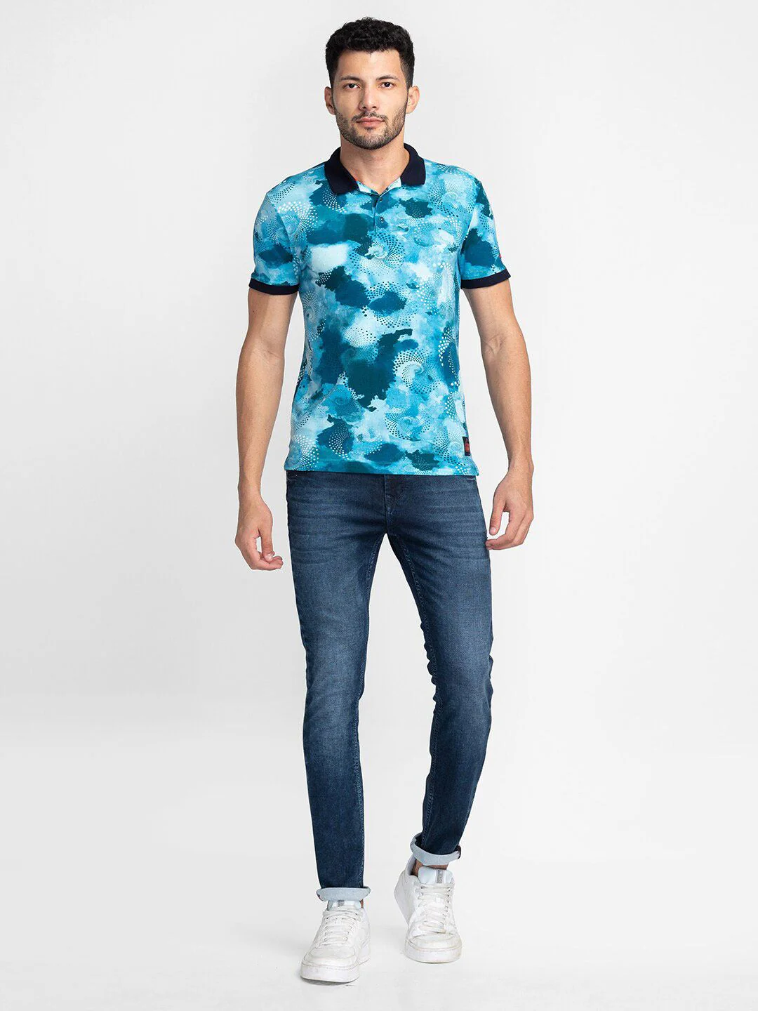 Being Human Abstract Printed Polo Collar Regular-Fit Knitted Casual T-shirt - Image 4