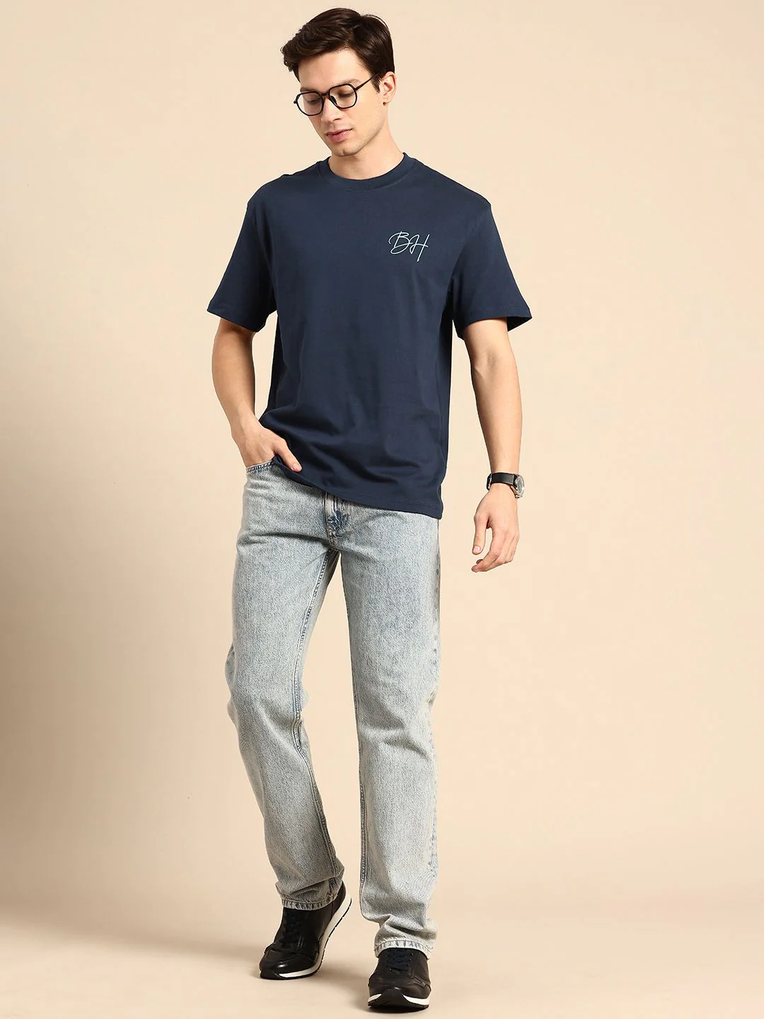 Being Human Brand Logo Printed Drop-Shoulder Sleeves Pure Cotton Easy Fit T-shirt - Image 4