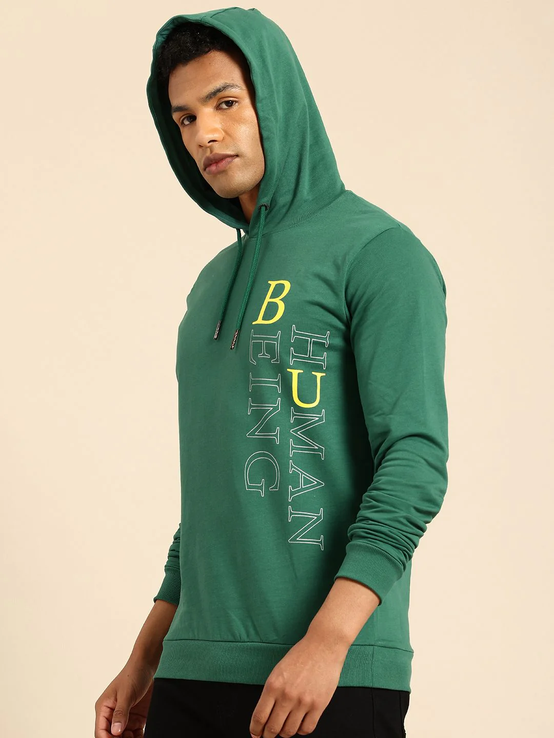 Being Human Brand Logo Printed Pure Cotton Hooded Sweatshirt - Image 3